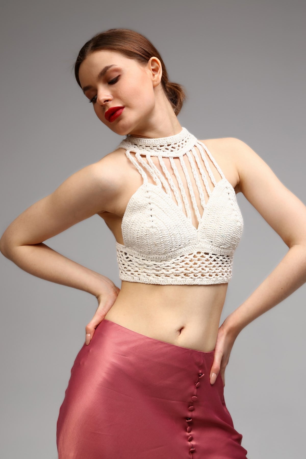 El Örgüsü Bralet Büstiyer Crop 