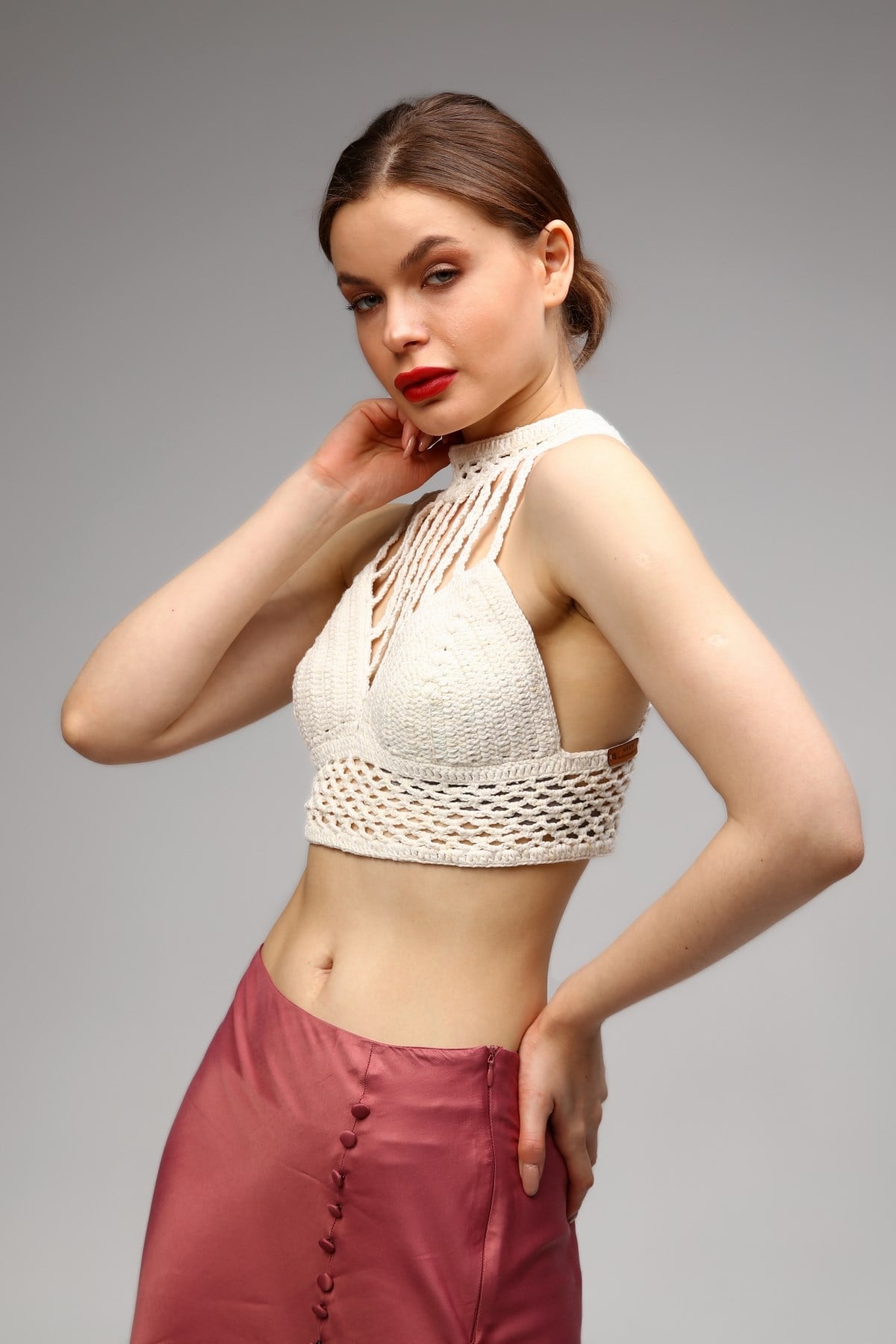 El Örgüsü Bralet Büstiyer Crop 