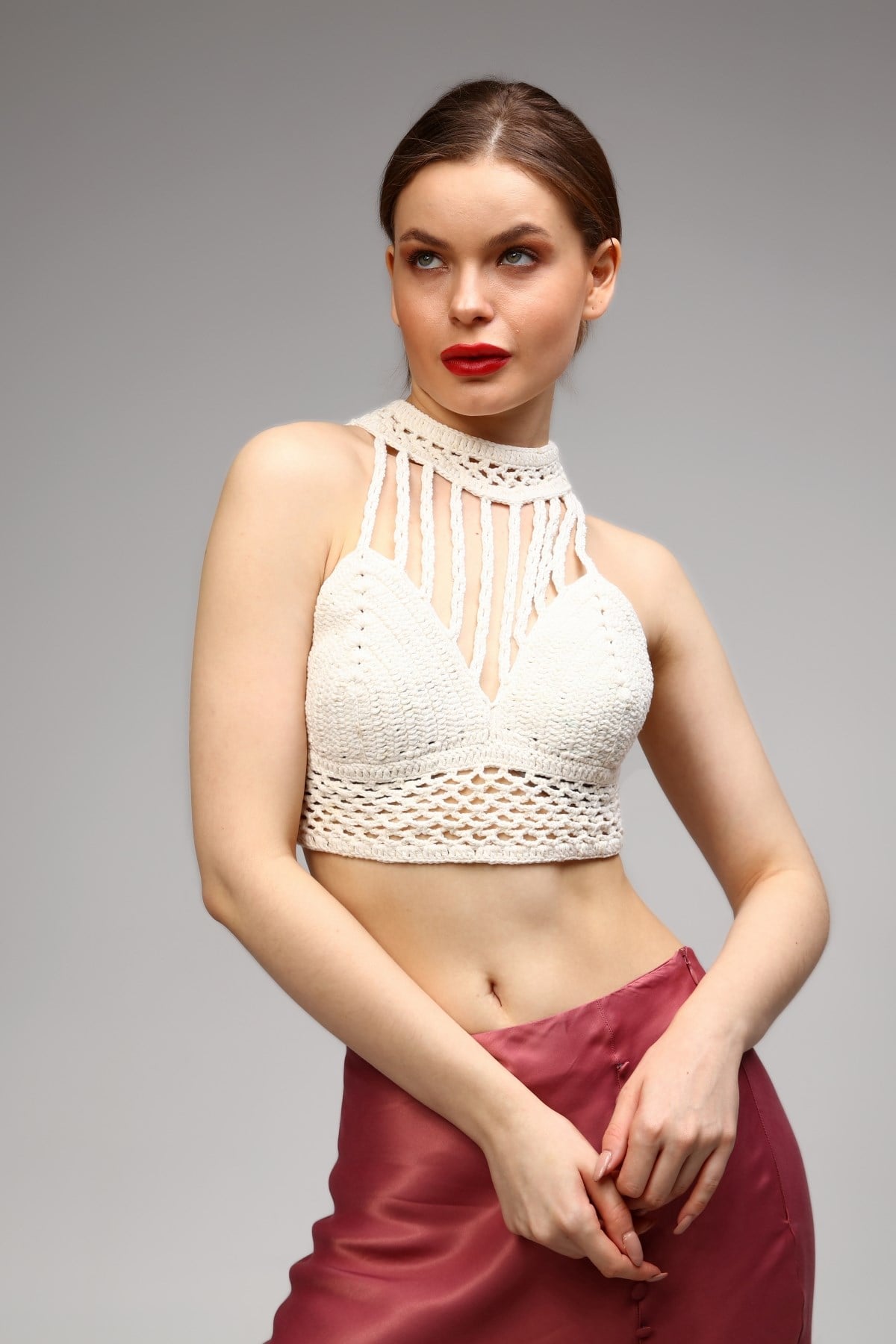 El Örgüsü Bralet Büstiyer Crop 