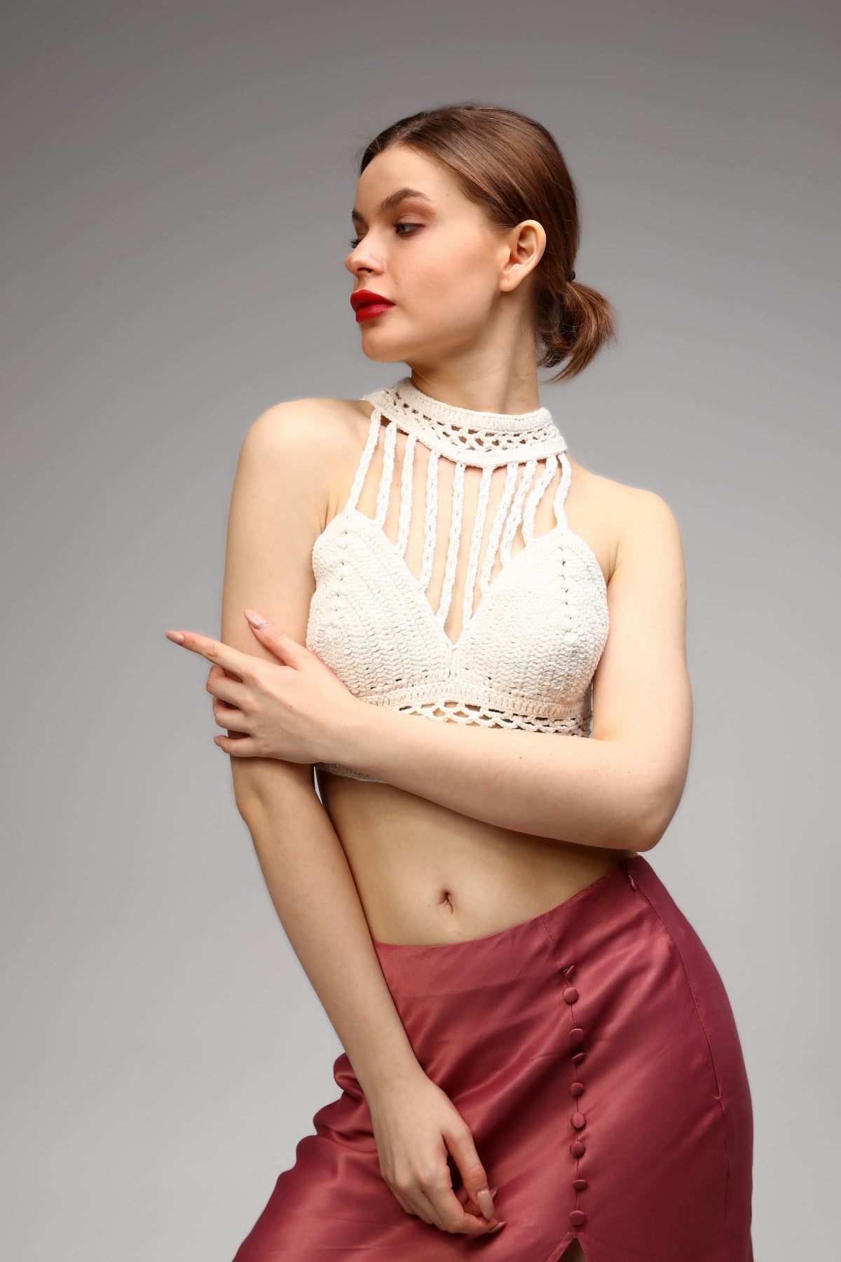 El Örgüsü Bralet Büstiyer Crop 