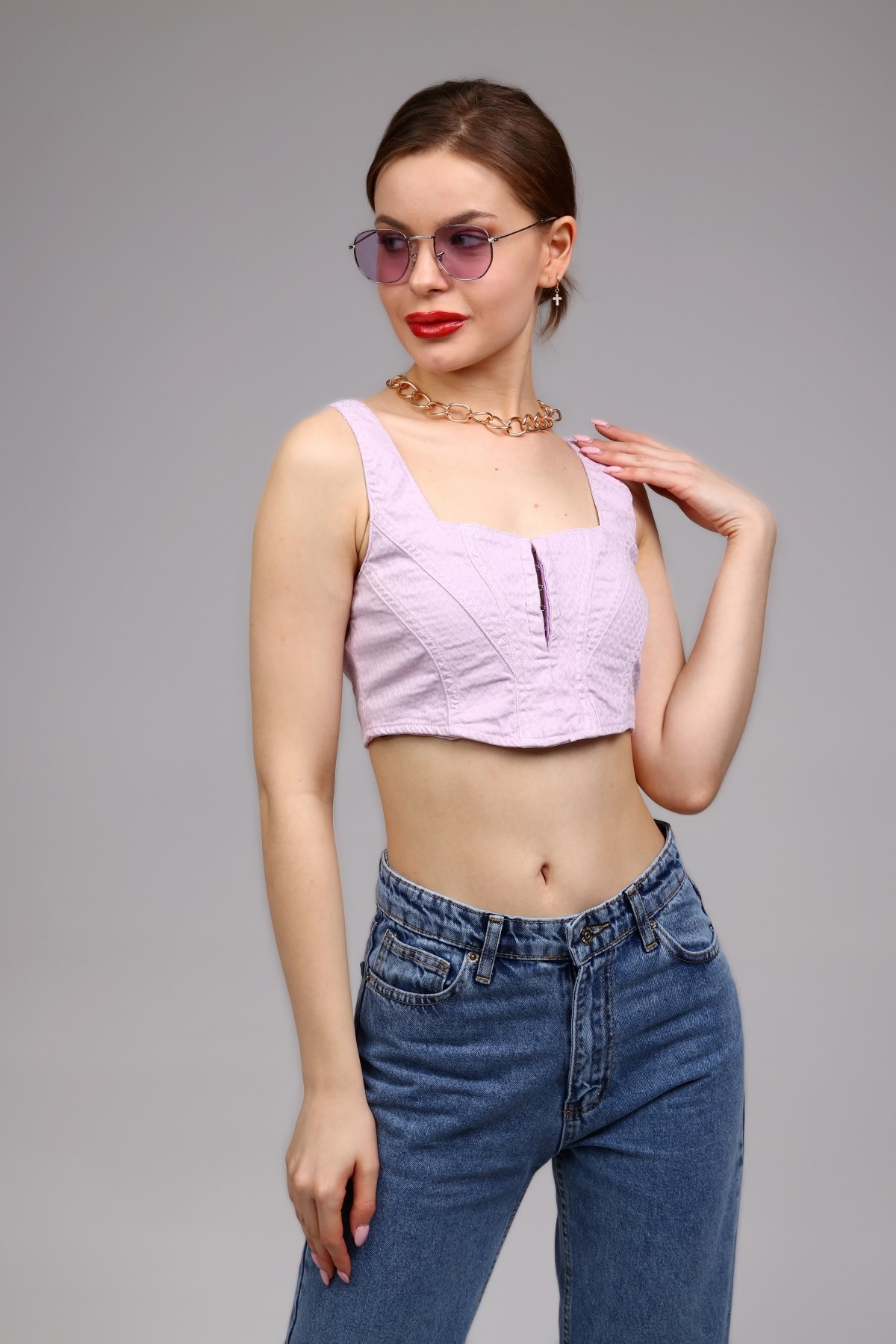 Fermuar Detaylı Crop Top 
