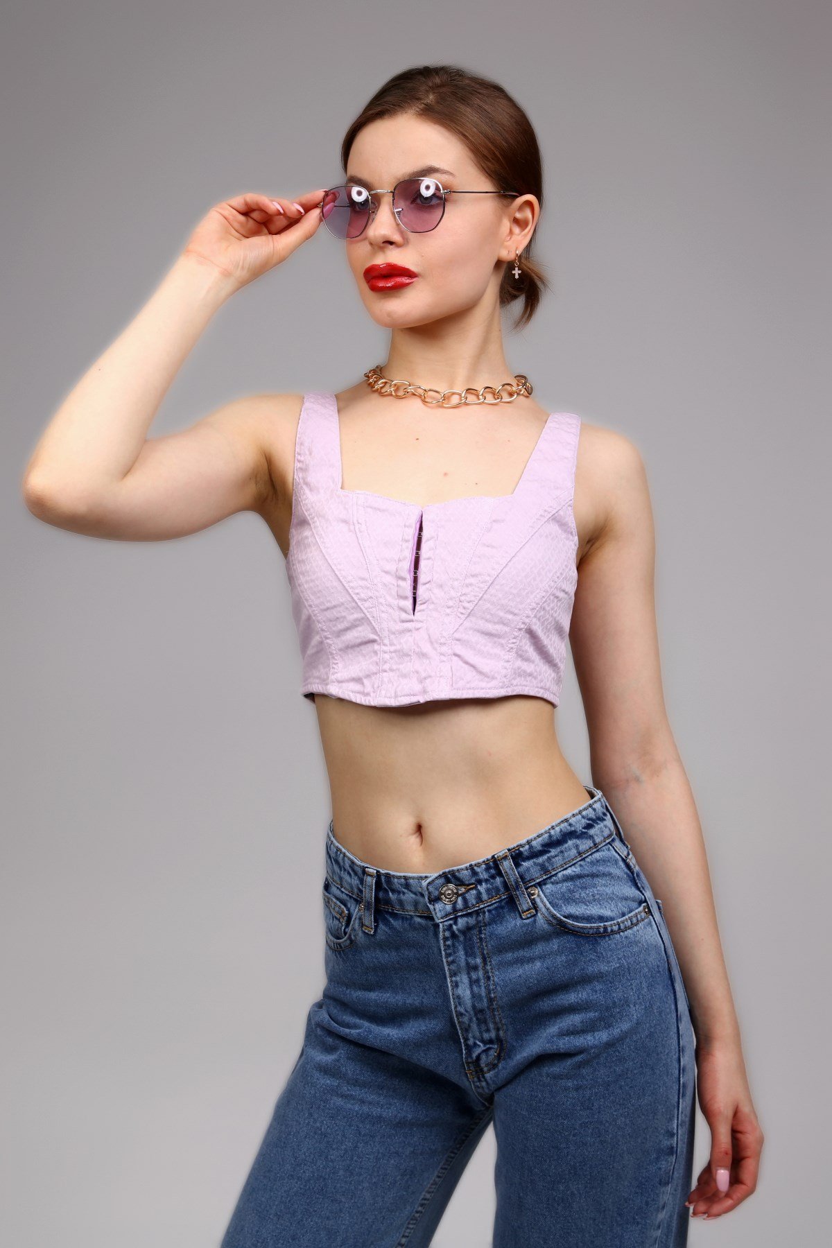 Fermuar Detaylı Crop Top 