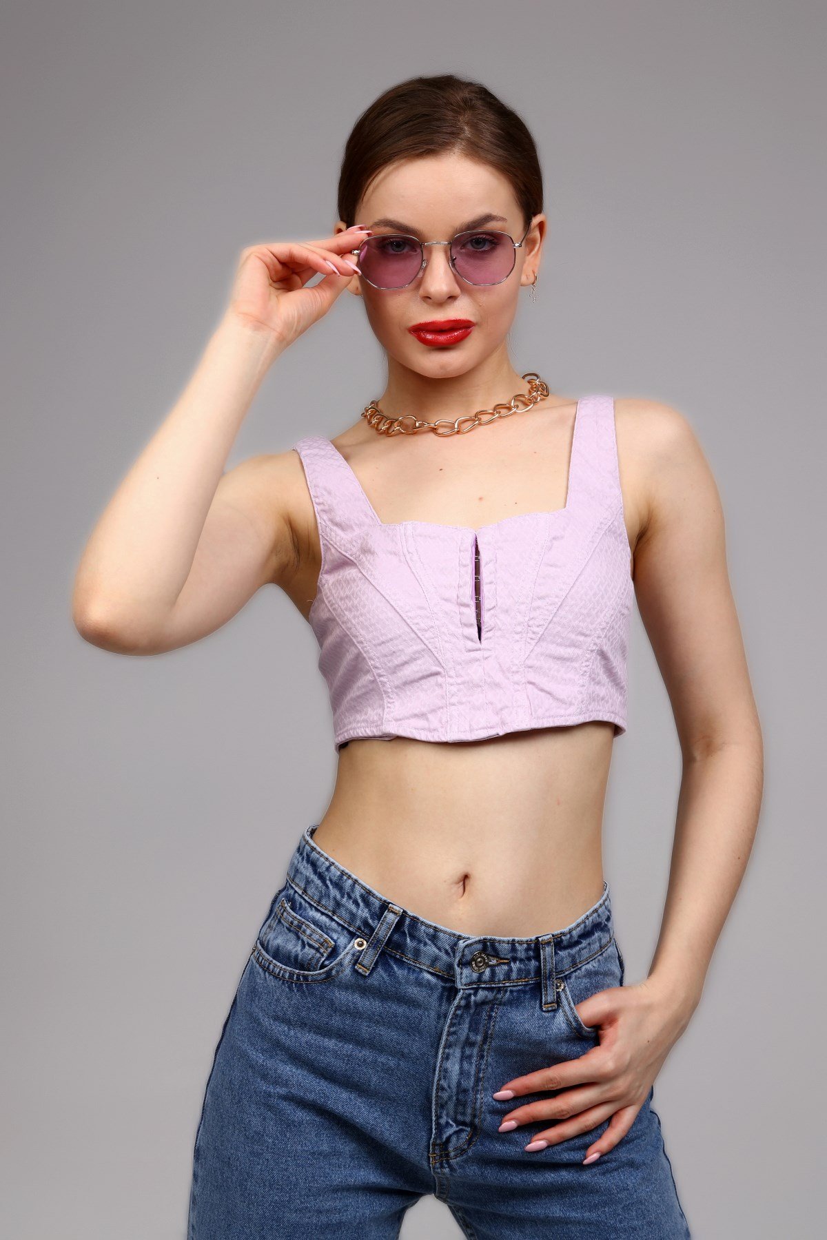 Fermuar Detaylı Crop Top 