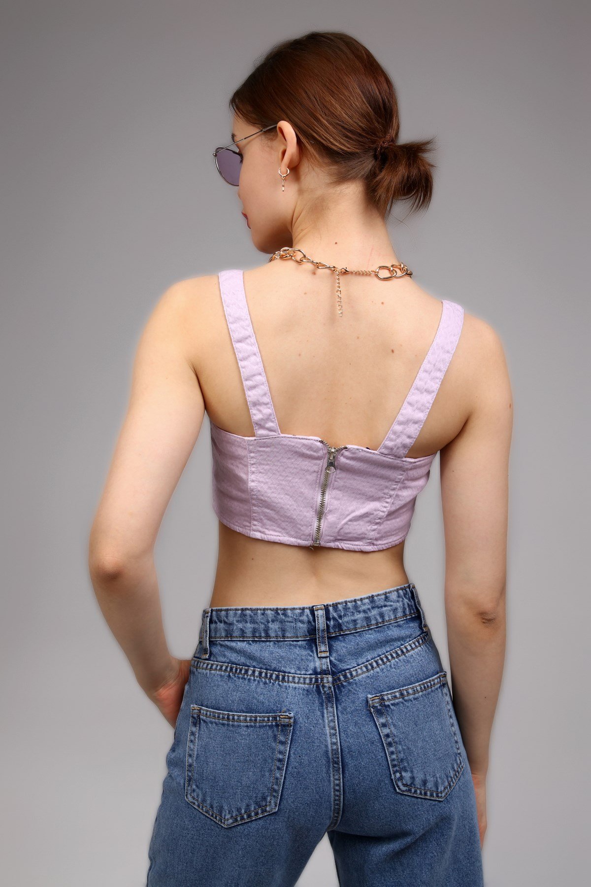 Fermuar Detaylı Crop Top 