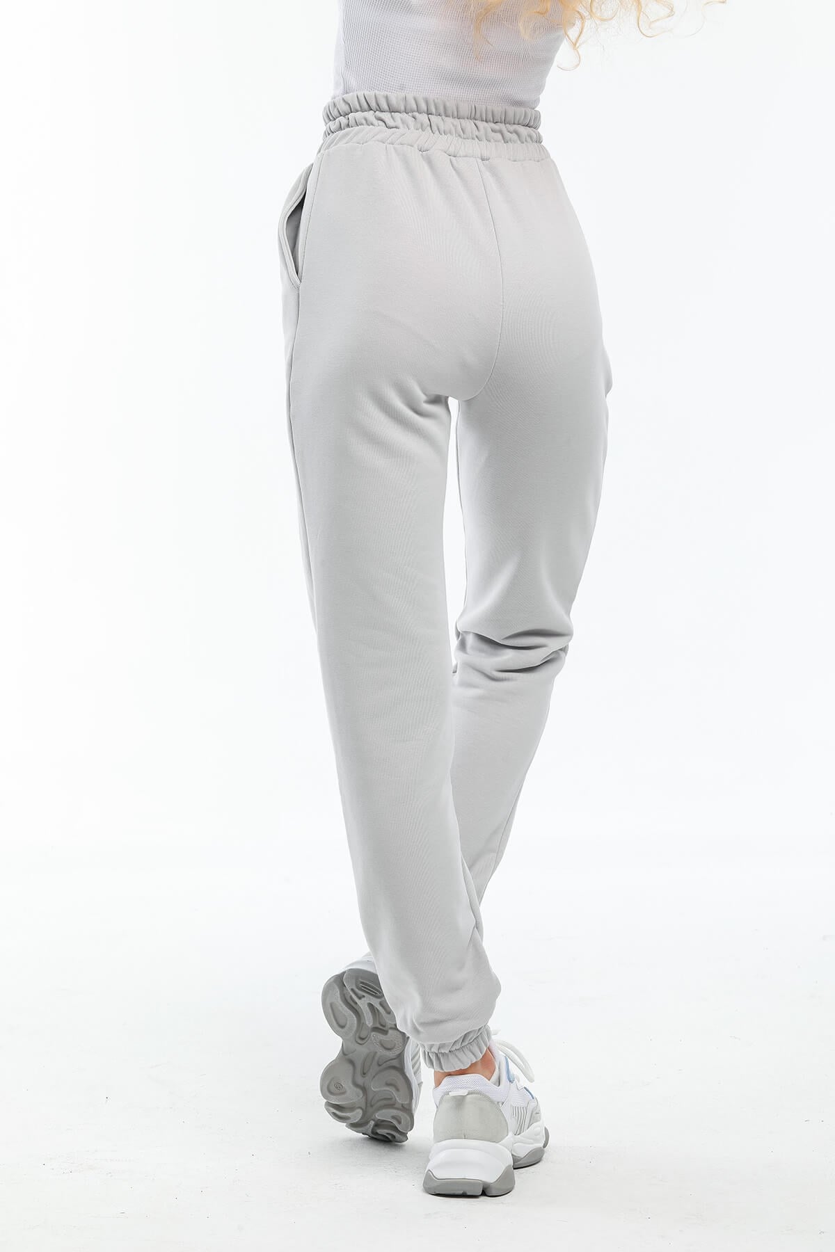 Gri Koton Jogger Paça Lastikli Eşofman 