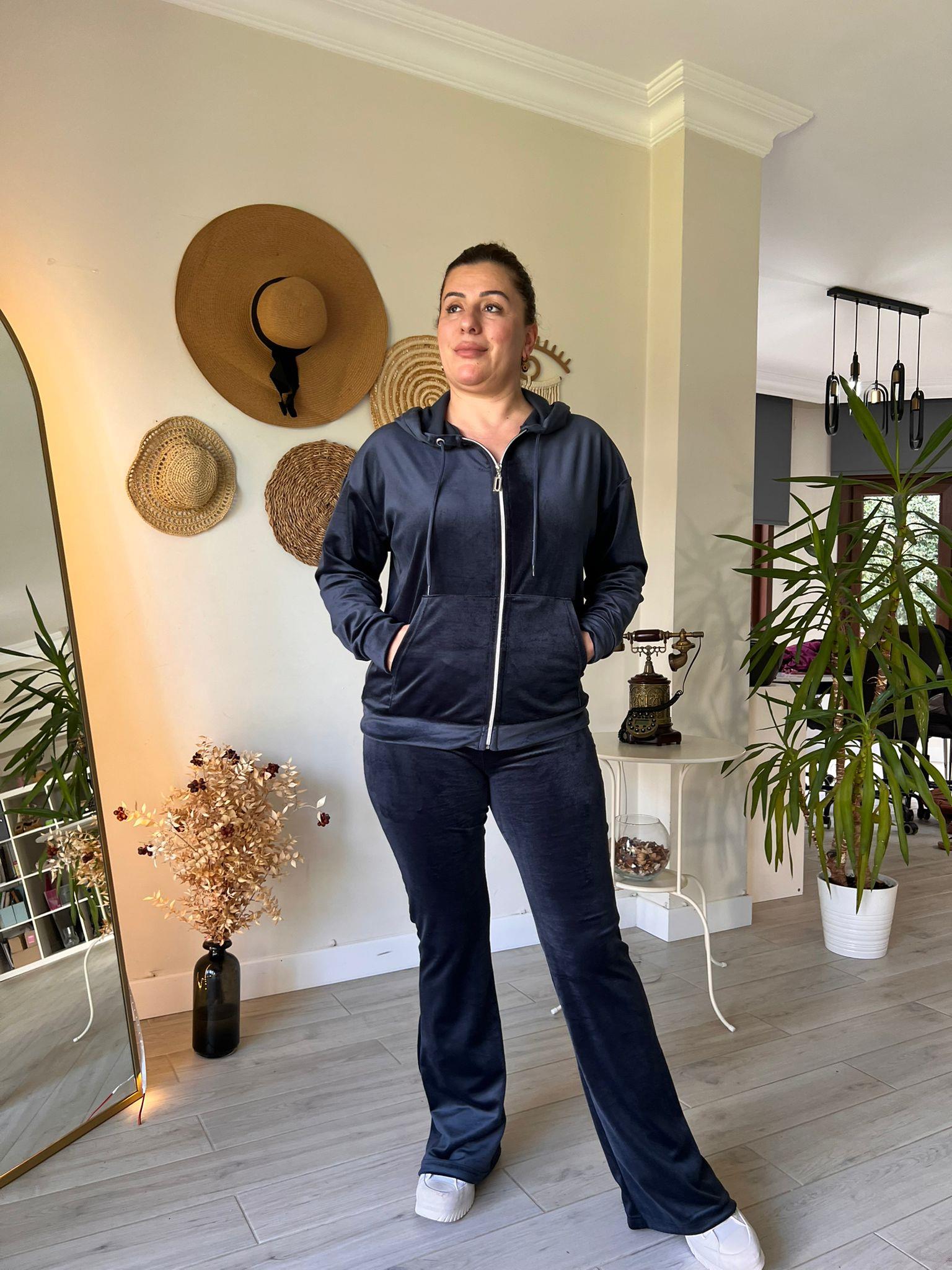 İspanyol Paça Tayt Pantolon & Fermuarlı Sweat Alt-Üst Takım | Mjora Butik