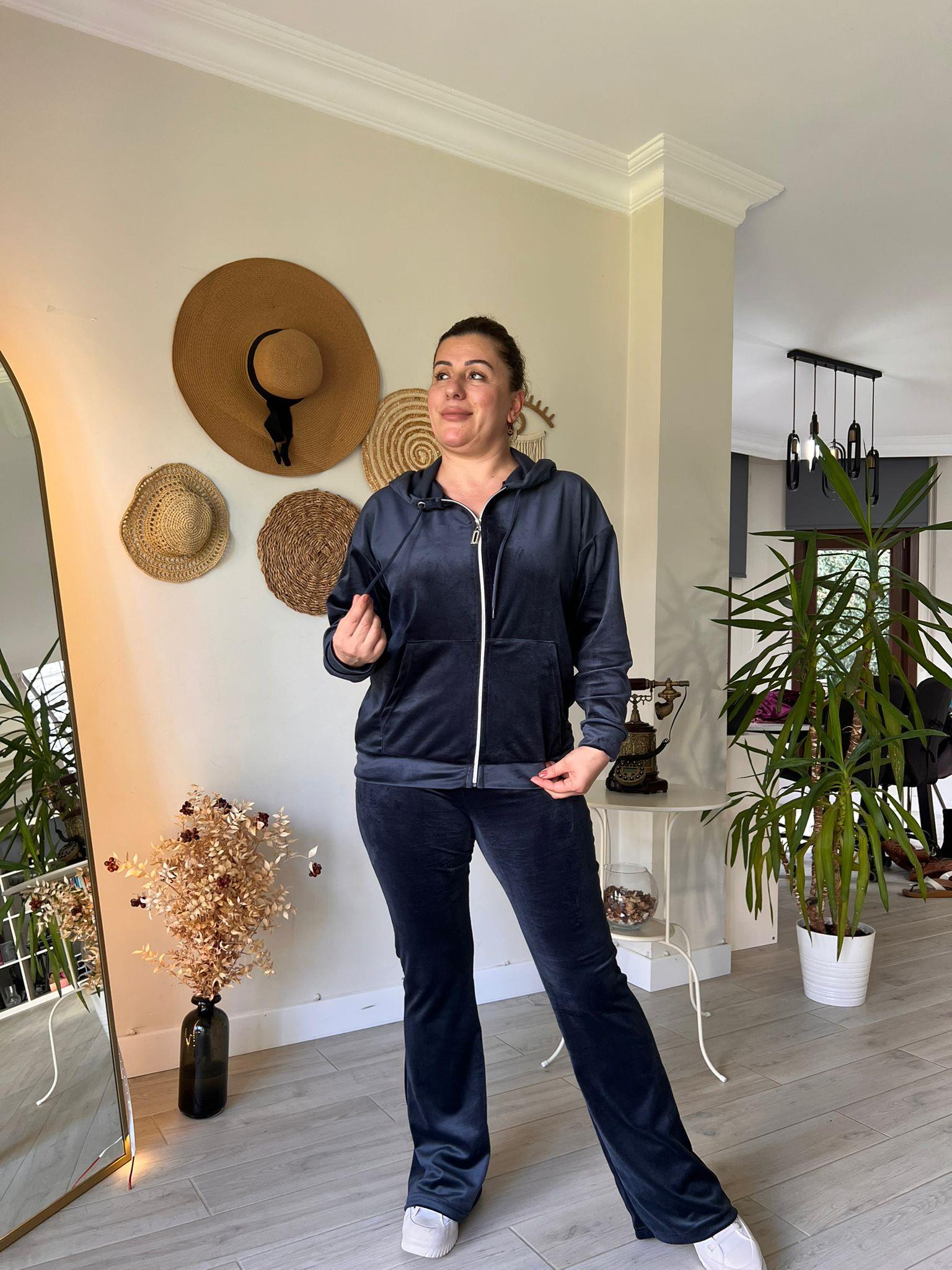 İspanyol Paça Tayt Pantolon & Fermuarlı Sweat Alt-Üst Takım | Mjora Butik