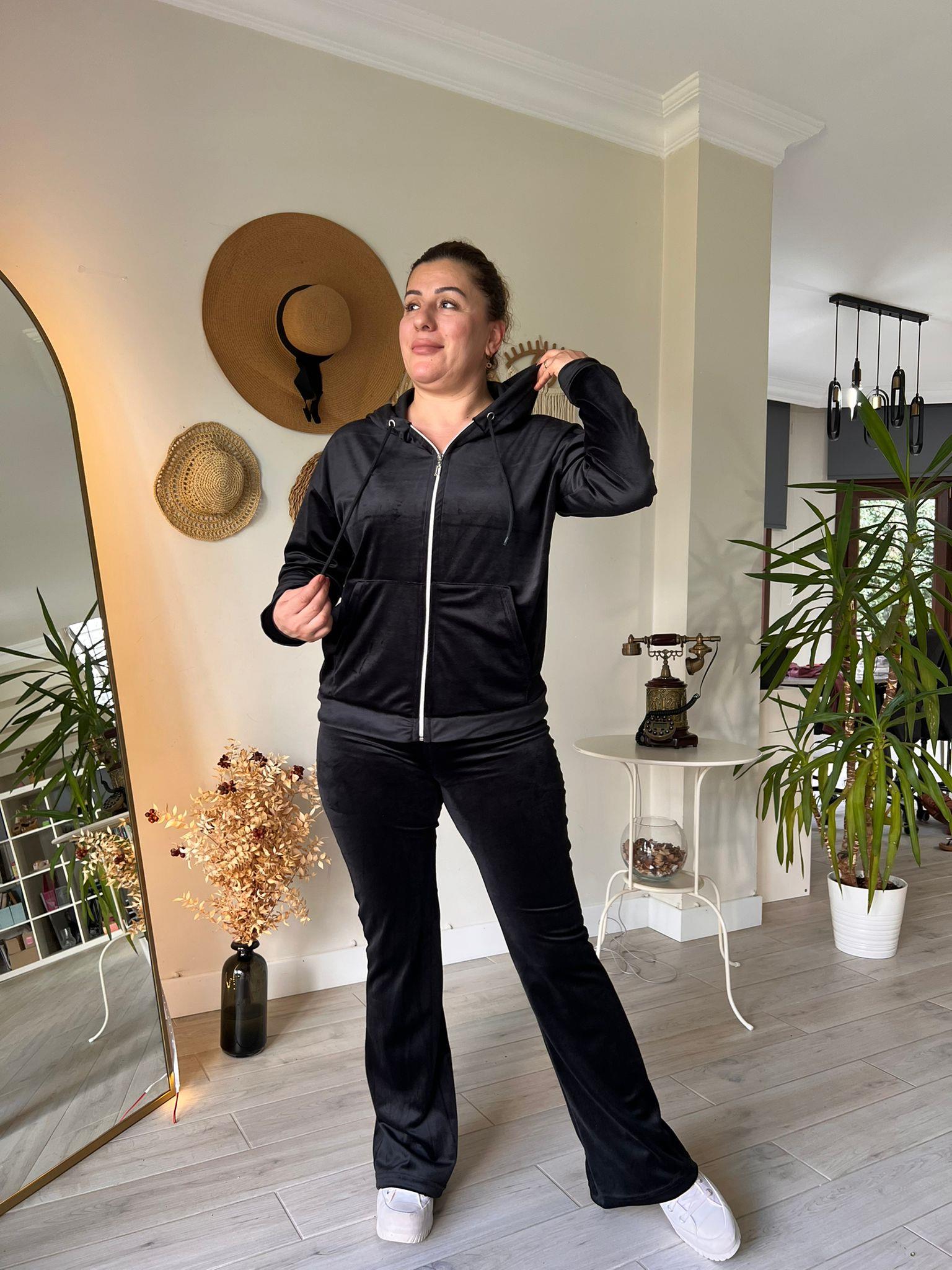 İspanyol Paça Tayt Pantolon & Fermuarlı Sweat Alt-Üst Takım | Mjora Butik