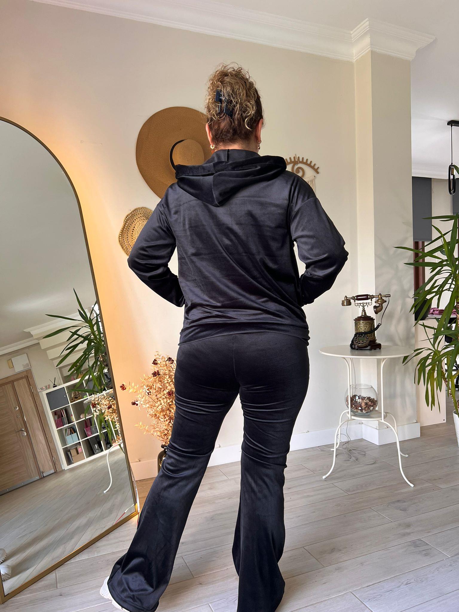 İspanyol Paça Tayt Pantolon & Fermuarlı Sweat Alt-Üst Takım | Mjora Butik