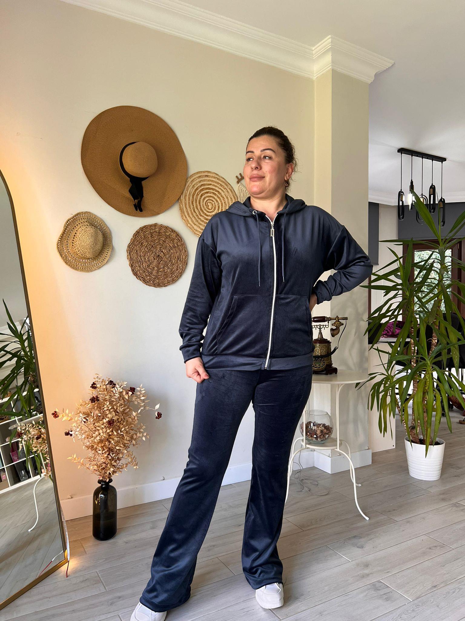 İspanyol Paça Tayt Pantolon & Fermuarlı Sweat Alt-Üst Takım | Mjora Butik