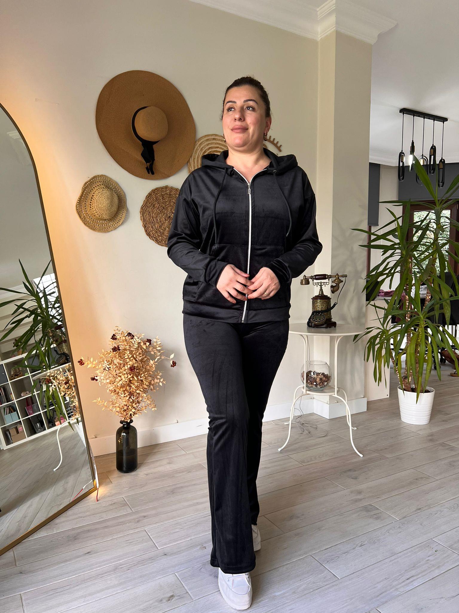 İspanyol Paça Tayt Pantolon & Fermuarlı Sweat Alt-Üst Takım | Mjora Butik