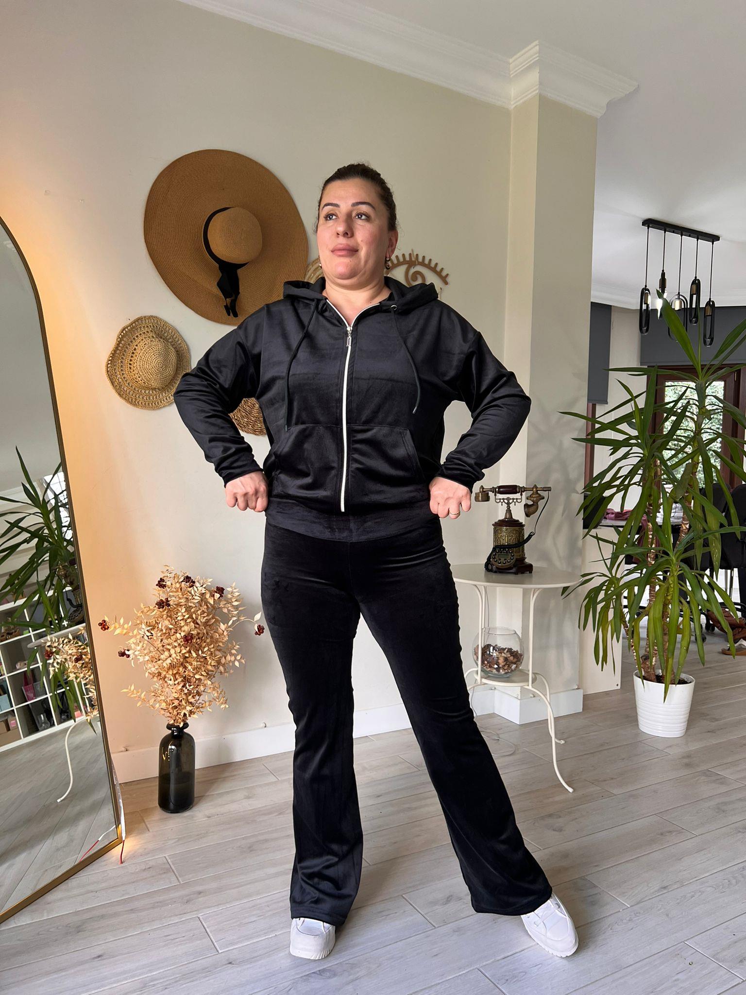 İspanyol Paça Tayt Pantolon & Fermuarlı Sweat Alt-Üst Takım | Mjora Butik