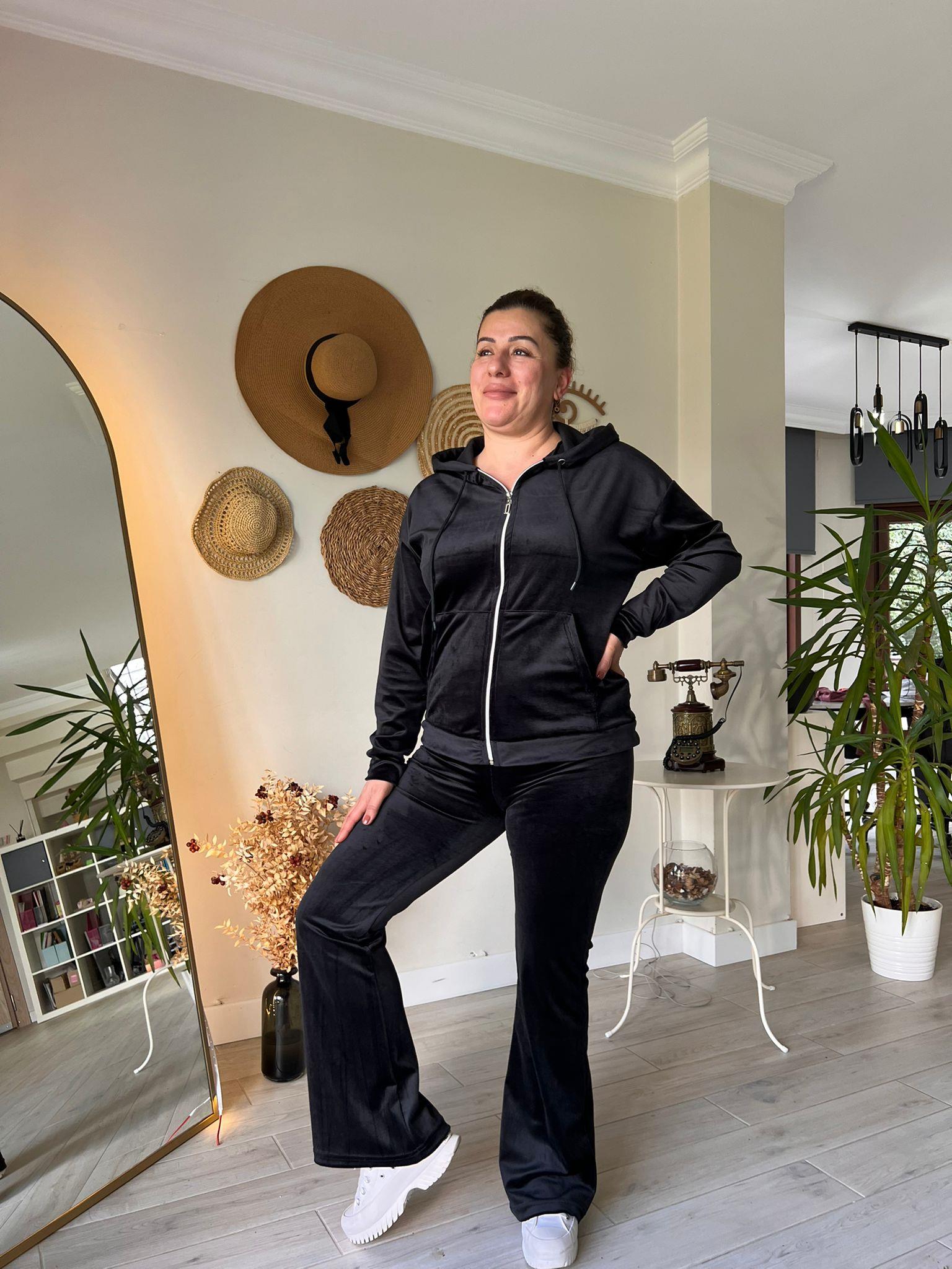 İspanyol Paça Tayt Pantolon & Fermuarlı Sweat Alt-Üst Takım | Mjora Butik