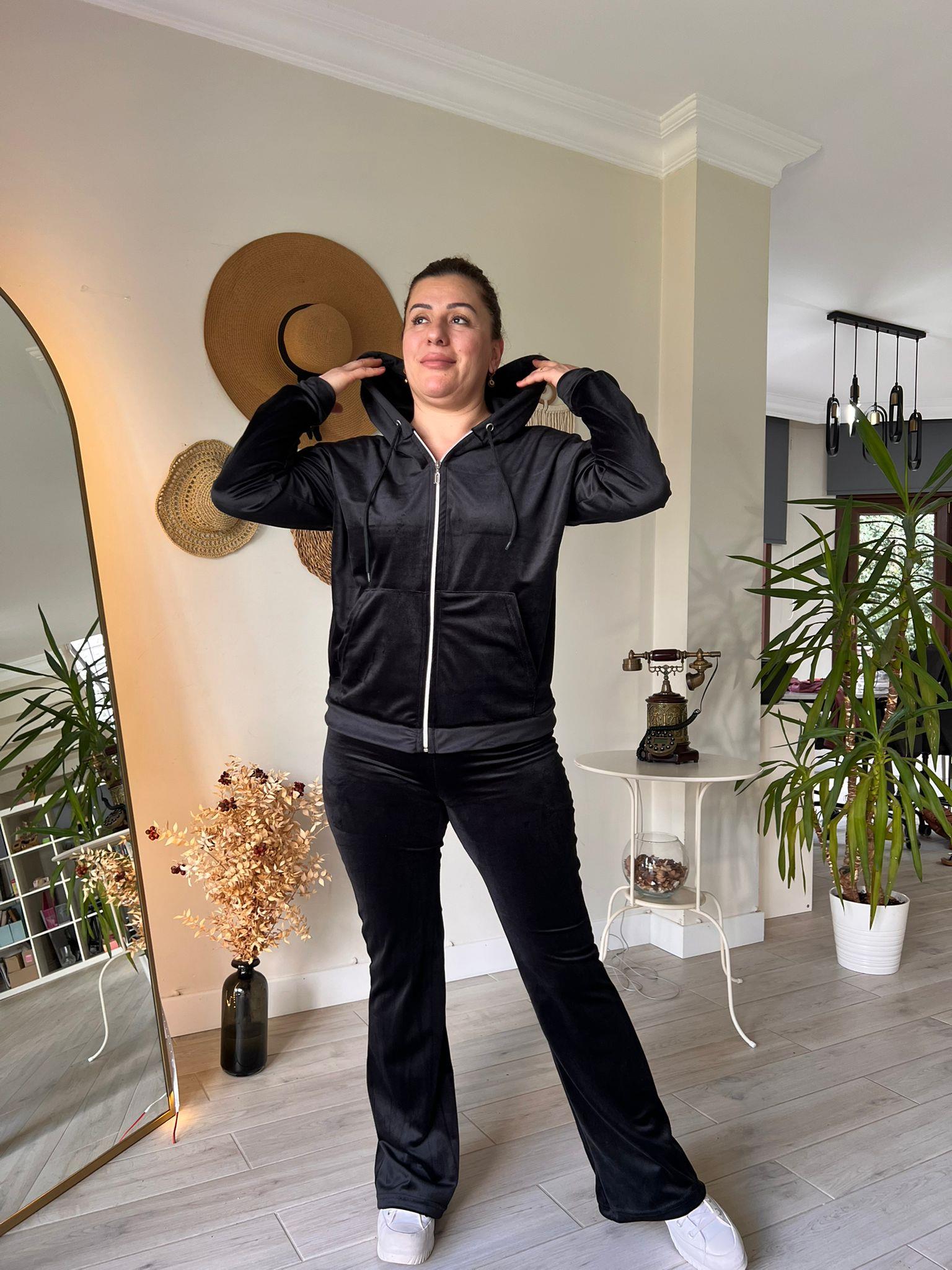 İspanyol Paça Tayt Pantolon & Fermuarlı Sweat Alt-Üst Takım | Mjora Butik