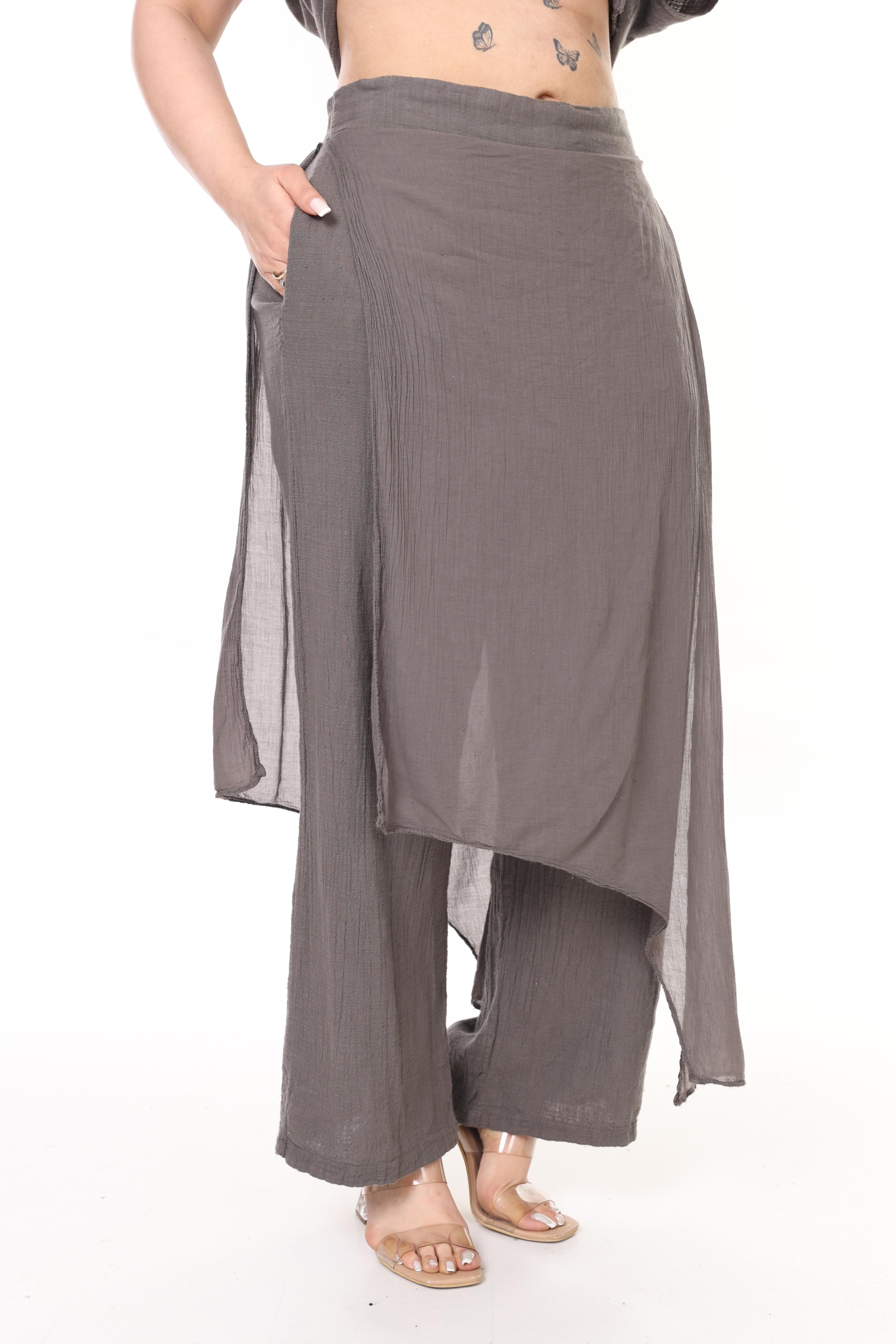 İtalyan Keten Bluz & Pantolon Büyük Beden Takım