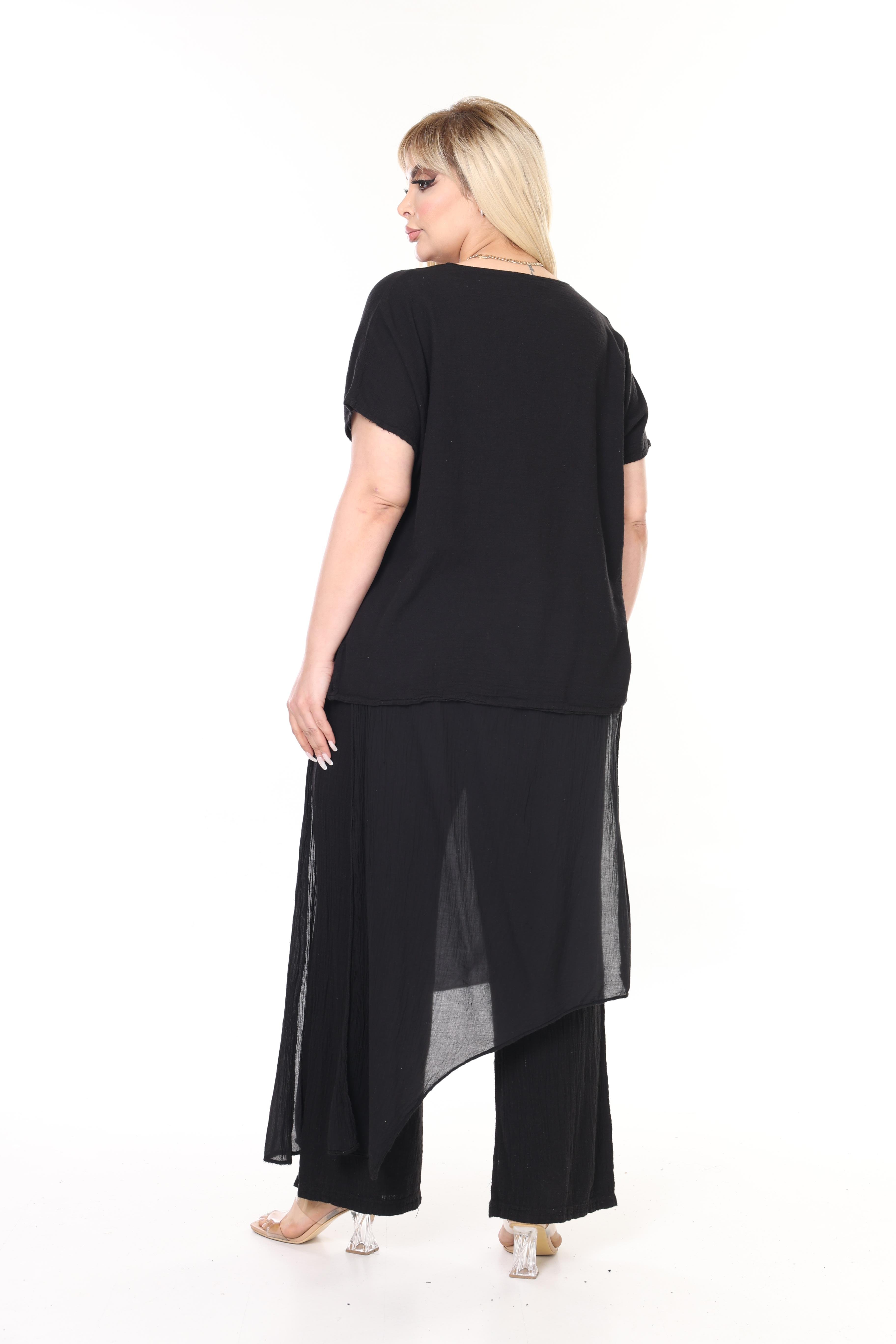 İtalyan Keten Bluz & Pantolon Büyük Beden Takım