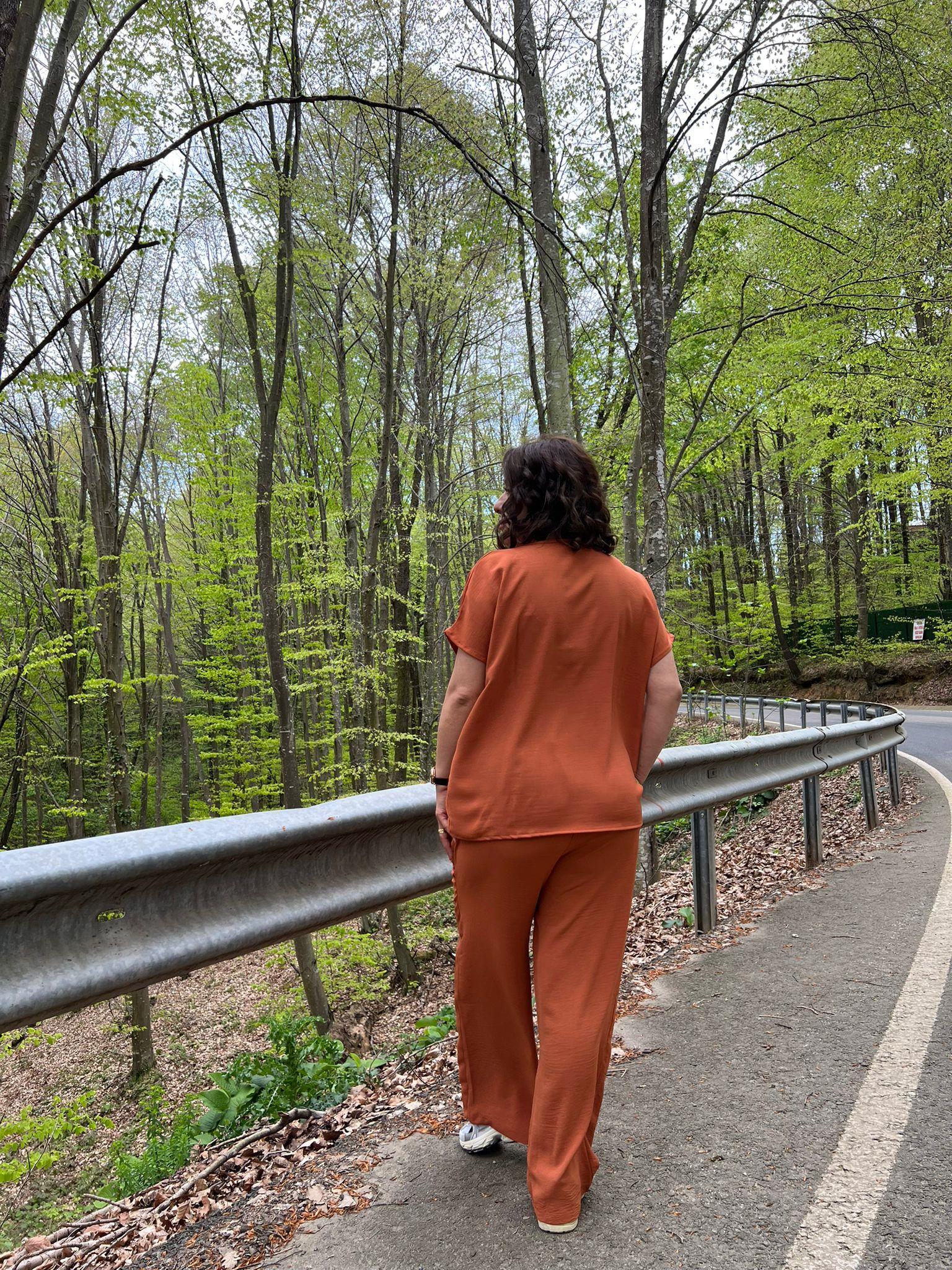 Kiremit Aerobin Pantolon & Bluz Büyük Beden Takım