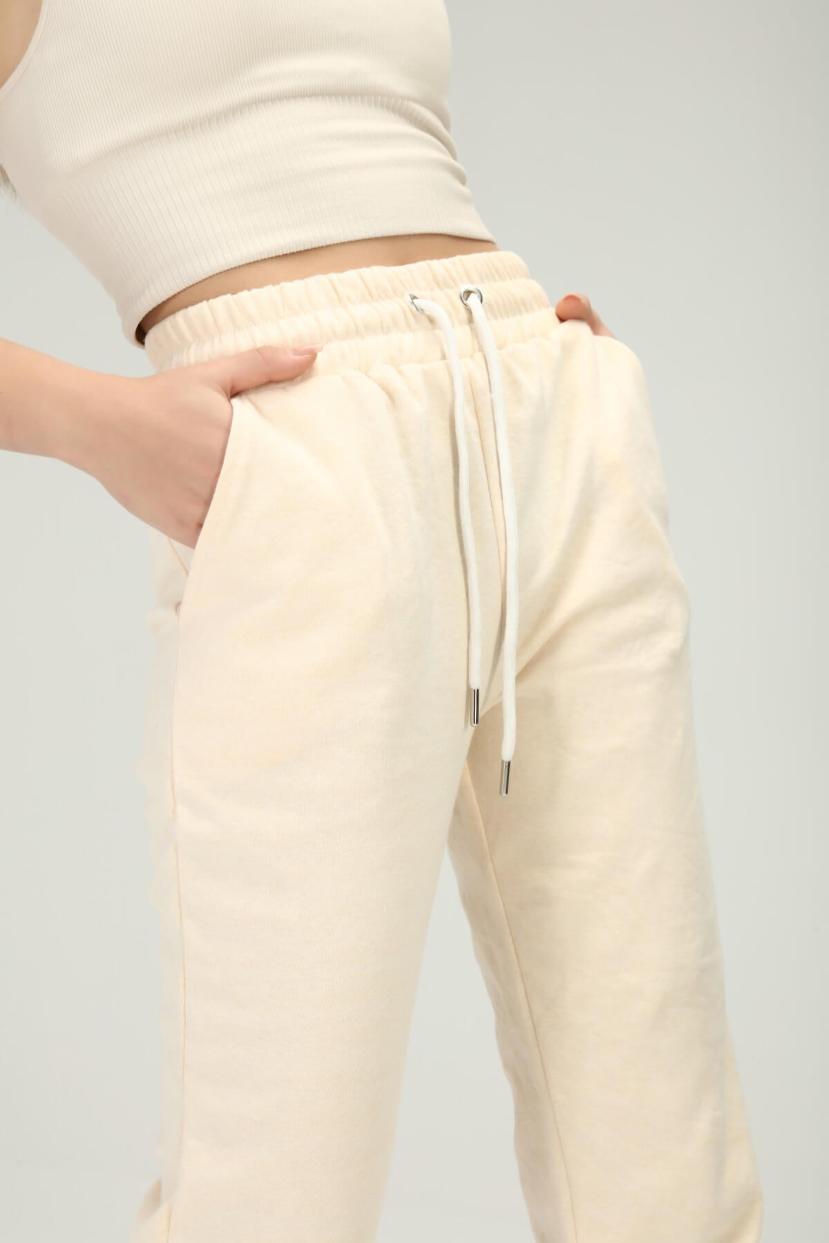 Krem Koton Jogger Paça Lastikli Eşofman 