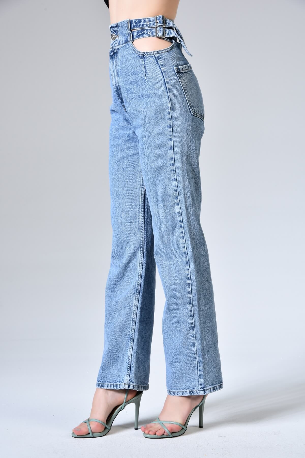 MaVİ Çift Kemerli Pencereli Straight Fit Jean 