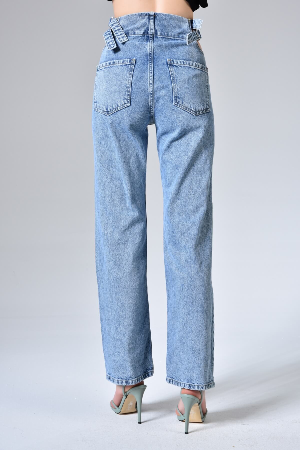 MaVİ Çift Kemerli Pencereli Straight Fit Jean 