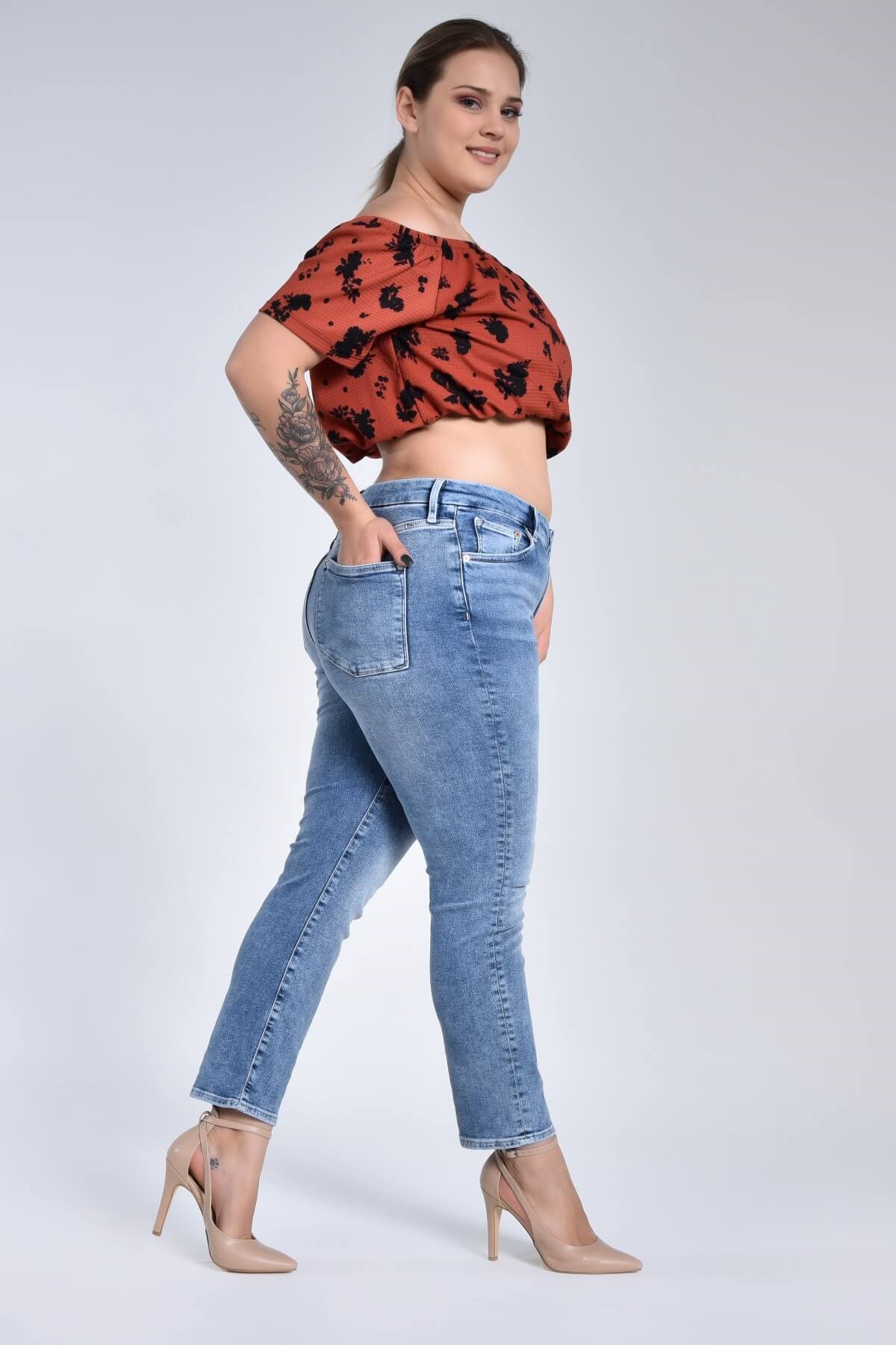 Mavi Mom Jean Büyükbeden Pantolon 