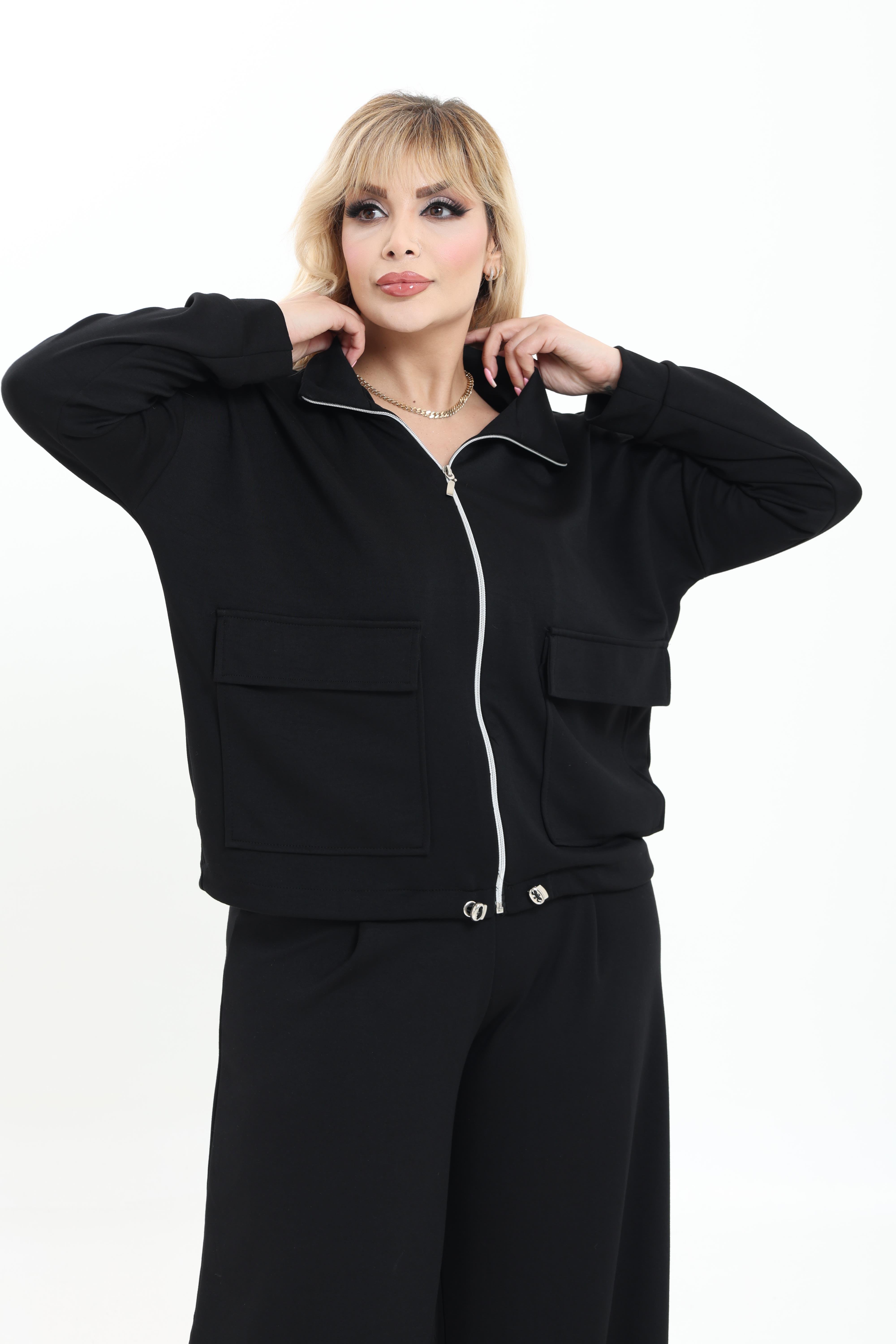 Modal Kumaş Önü Pilili Pantolon & Ayarlanbilir Ceket Alt-Üst Takım | Mjora Butik