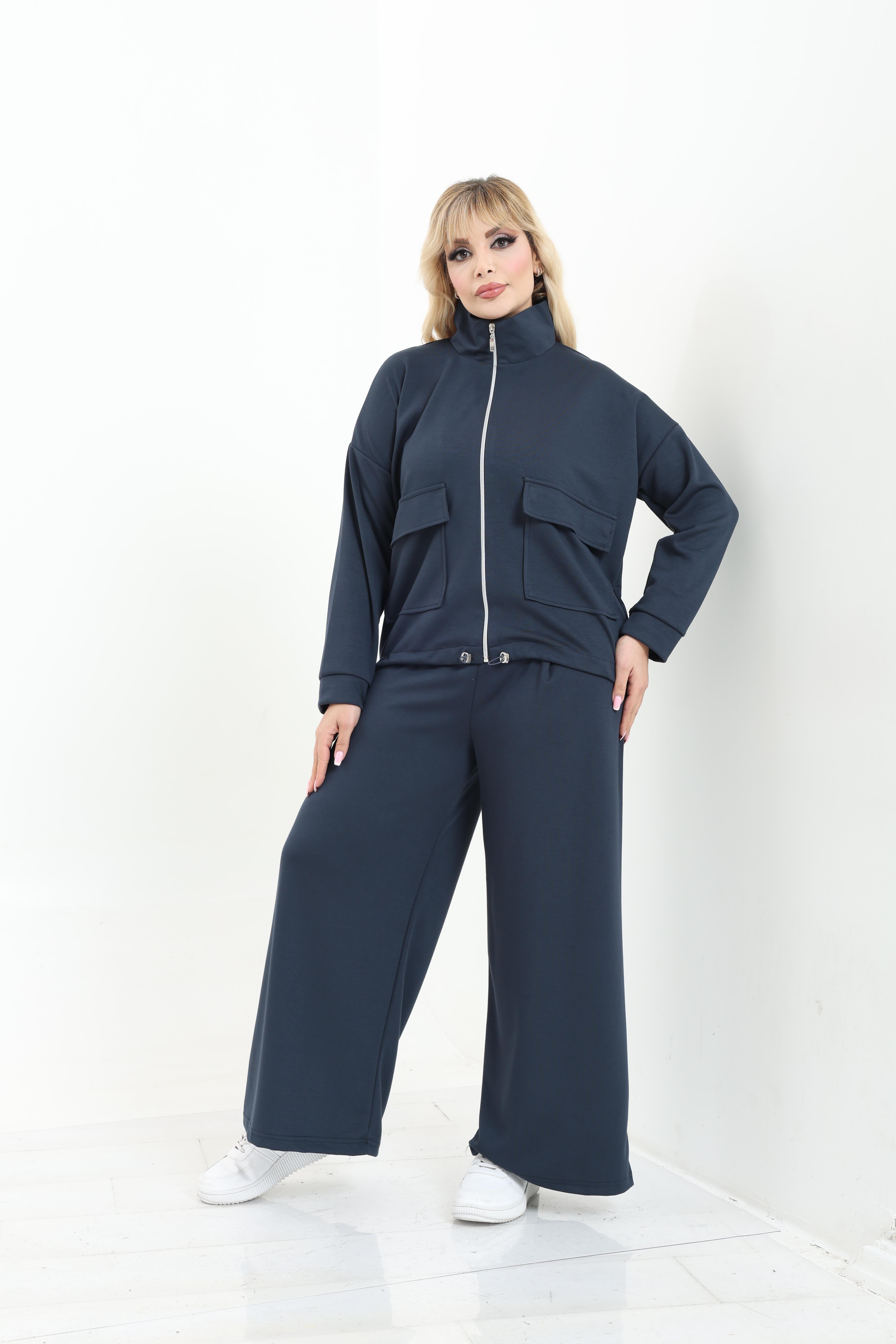 Modal Kumaş Önü Pilili Pantolon & Ayarlanbilir Ceket Alt-Üst Takım | Mjora Butik