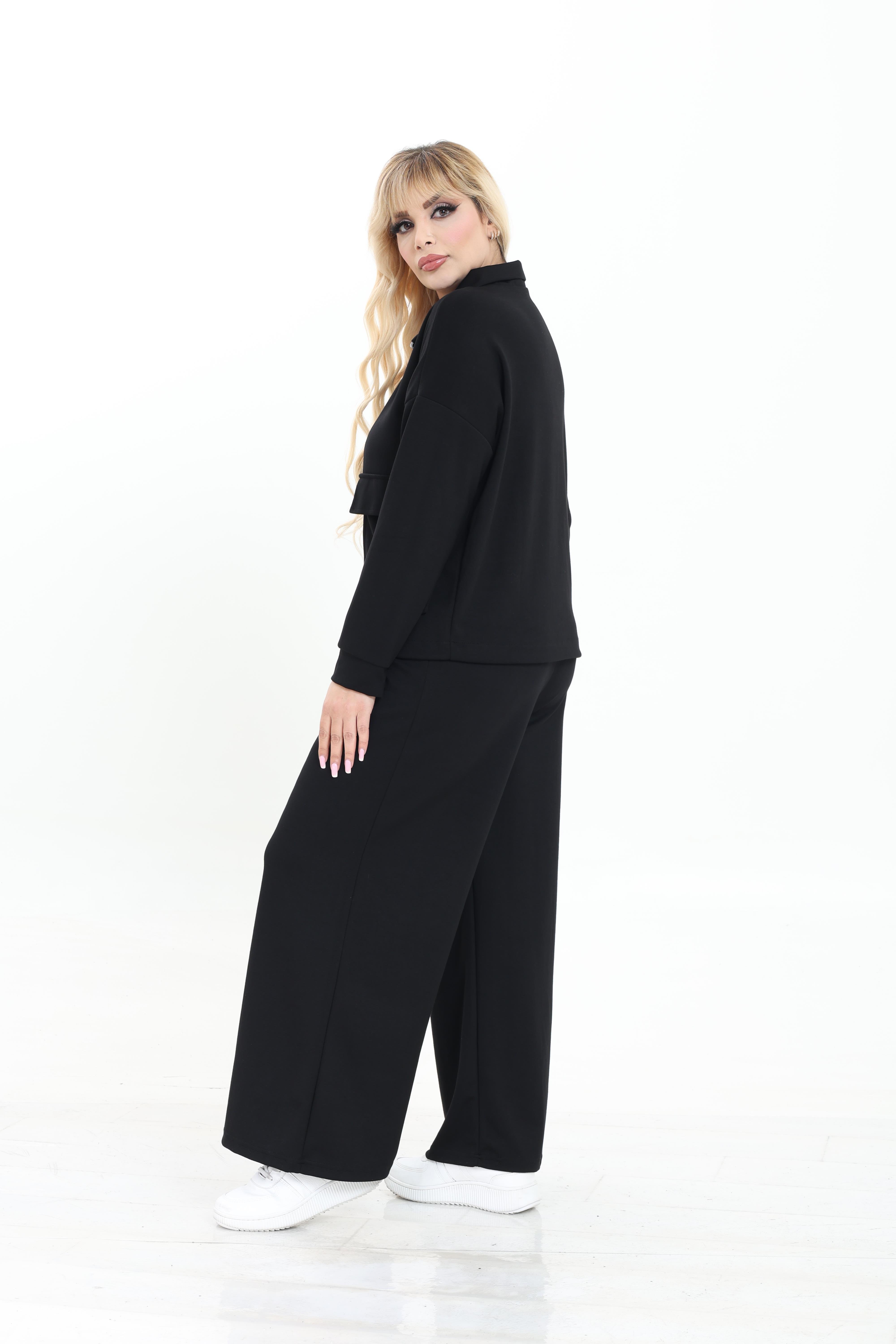 Modal Kumaş Önü Pilili Pantolon & Ayarlanbilir Ceket Alt-Üst Takım | Mjora Butik