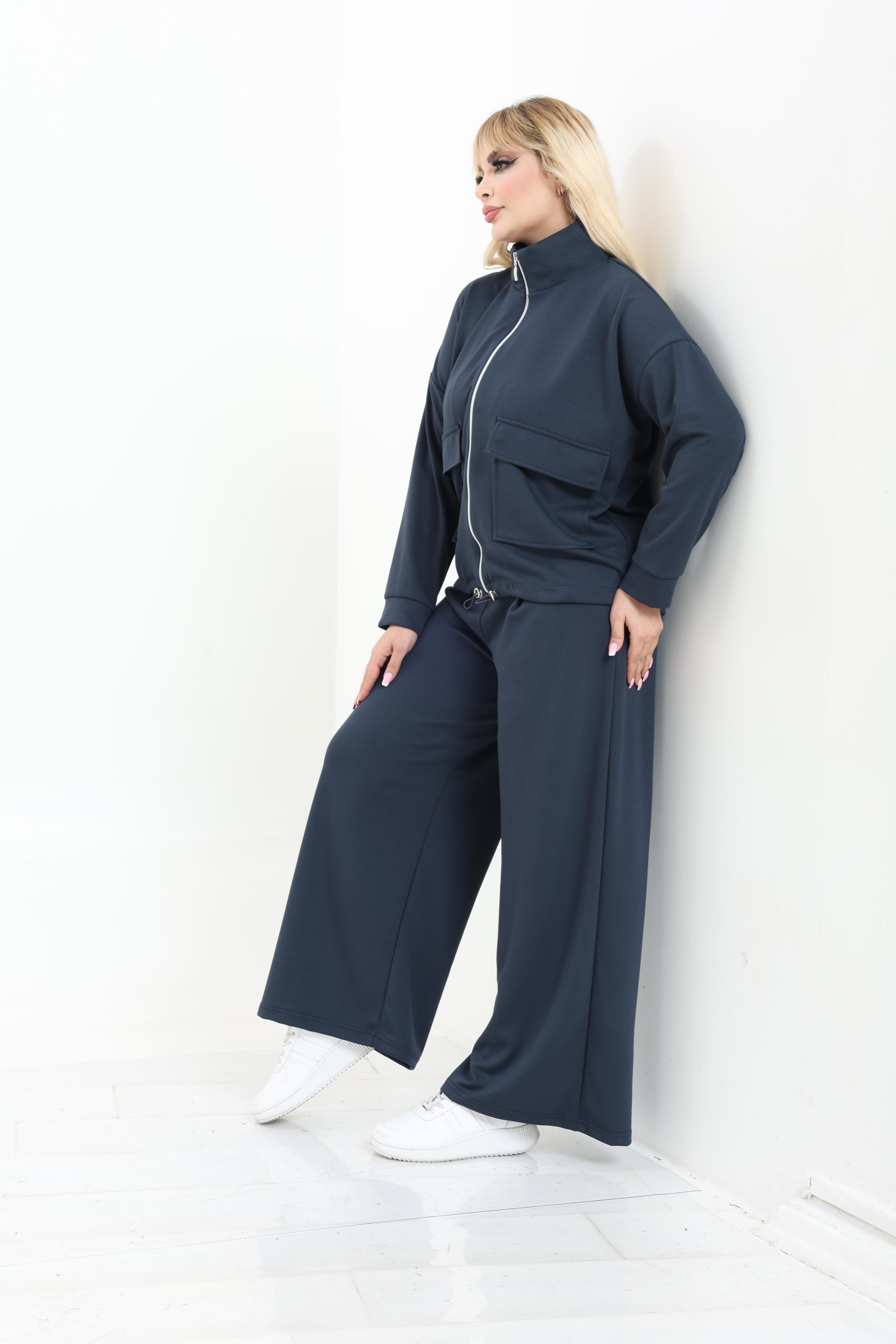 Modal Kumaş Önü Pilili Pantolon & Ayarlanbilir Ceket Alt-Üst Takım | Mjora Butik