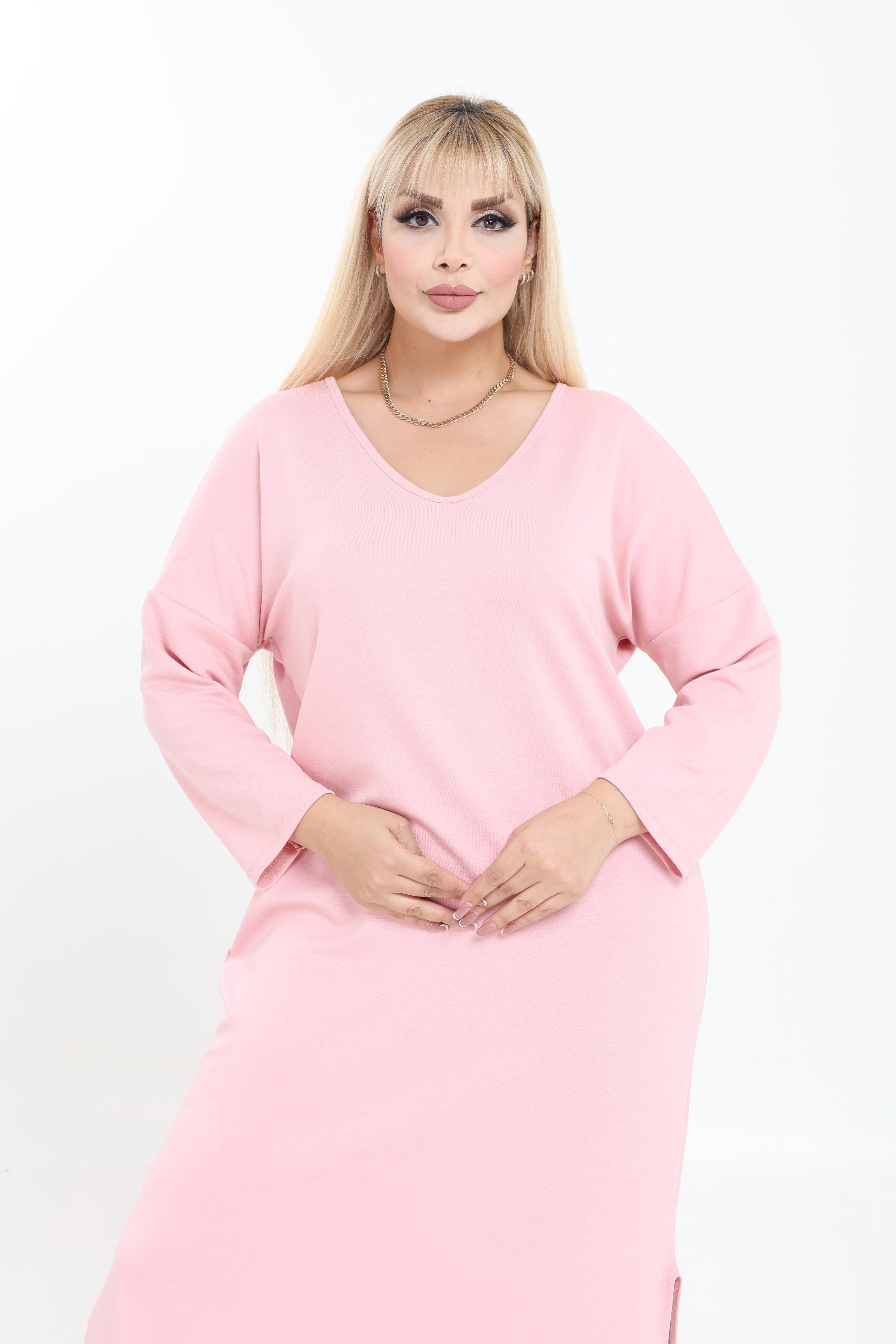 Modal Kumaş Rahat Kalıp V Yaka Basic Elbise