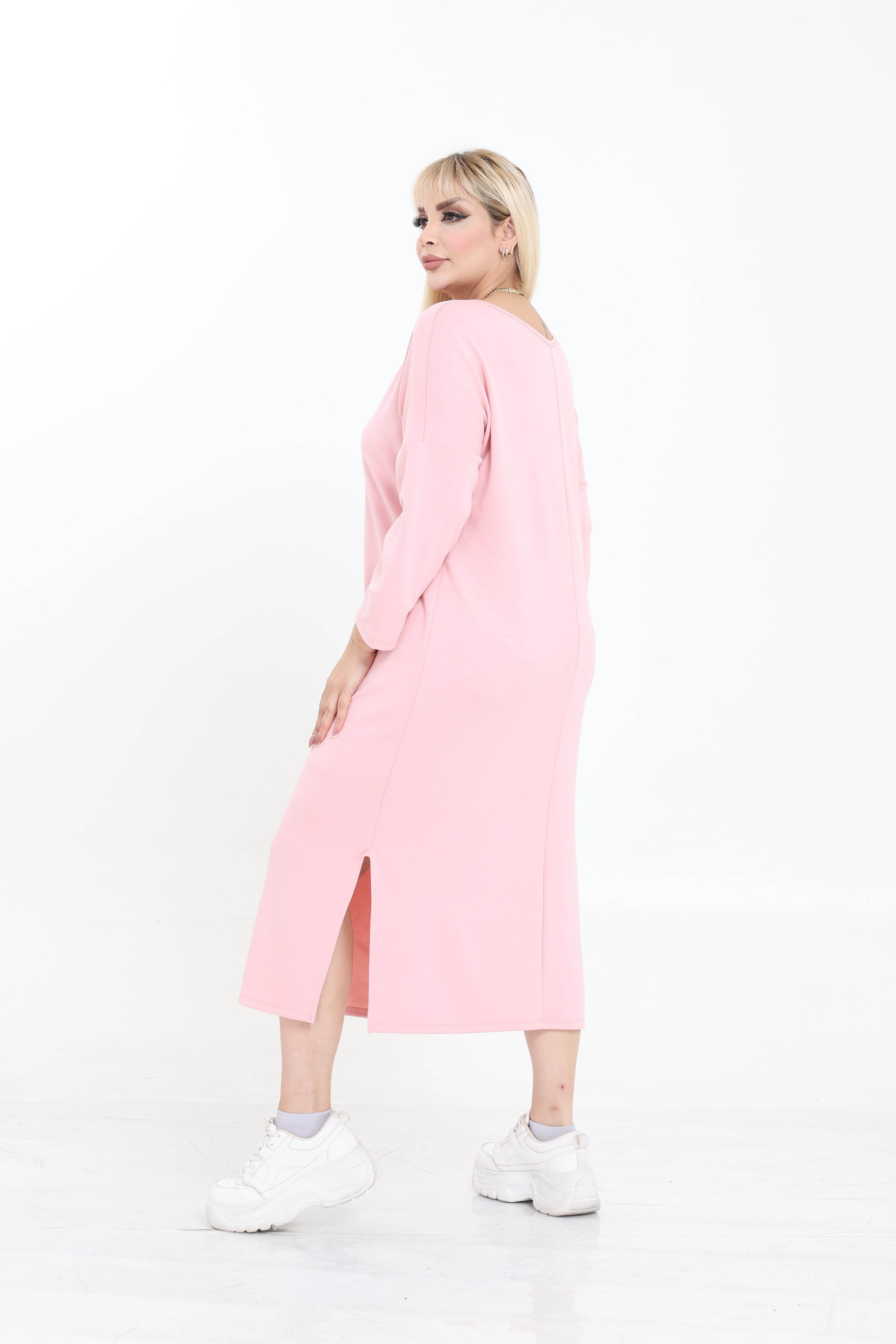 Modal Kumaş Rahat Kalıp V Yaka Basic Elbise