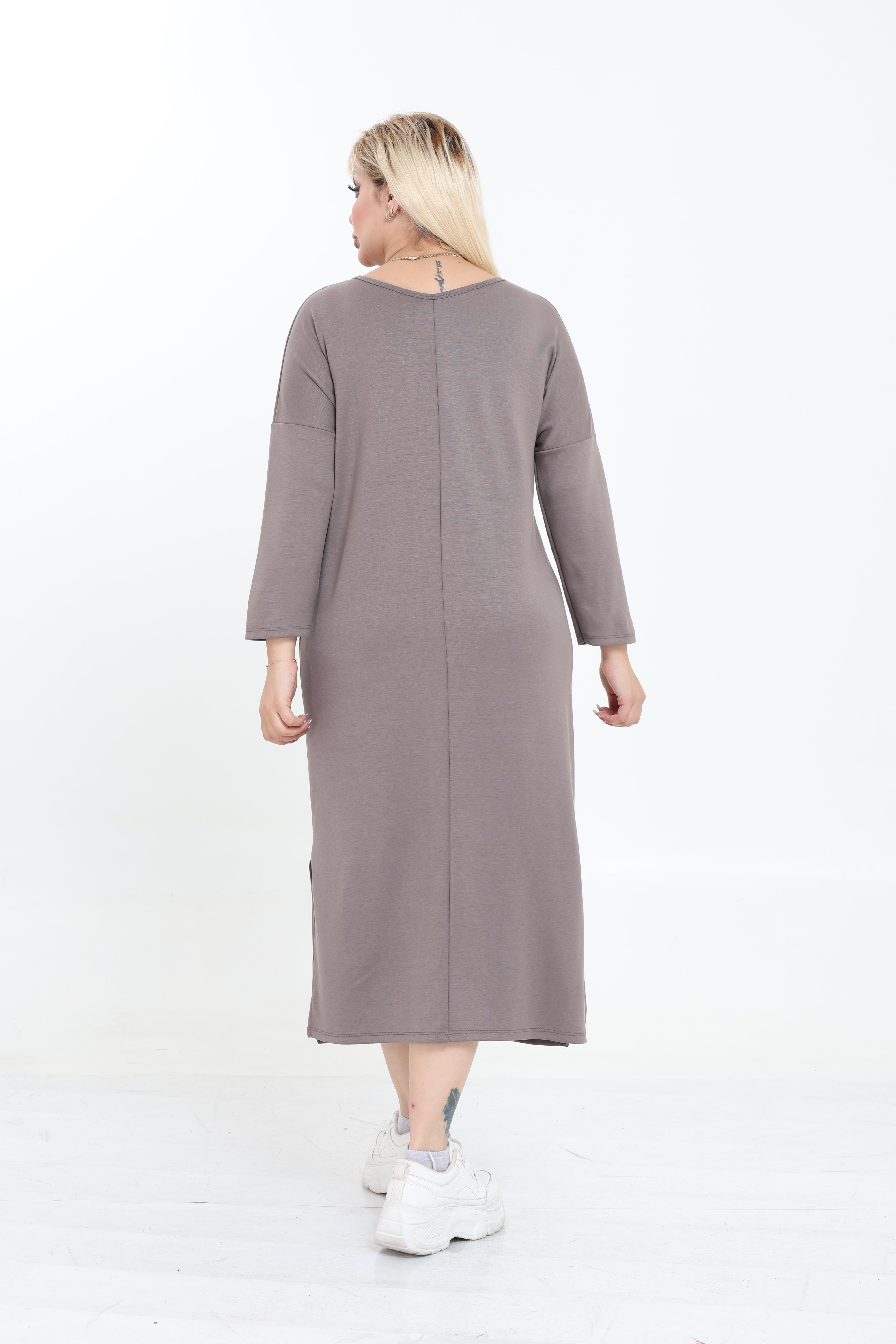 Modal Kumaş Rahat Kalıp V Yaka Basic Elbise