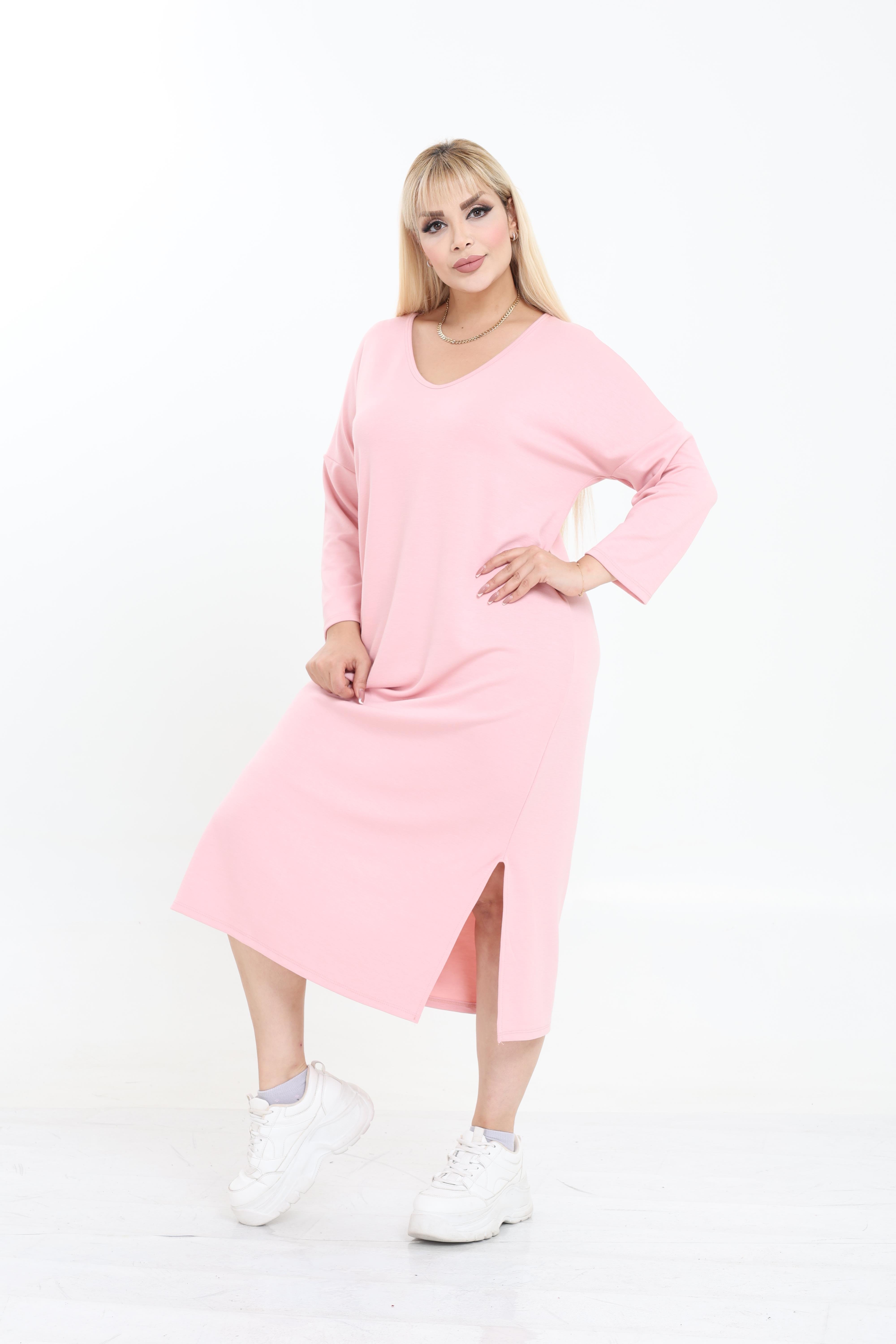 Modal Kumaş Rahat Kalıp V Yaka Basic Elbise