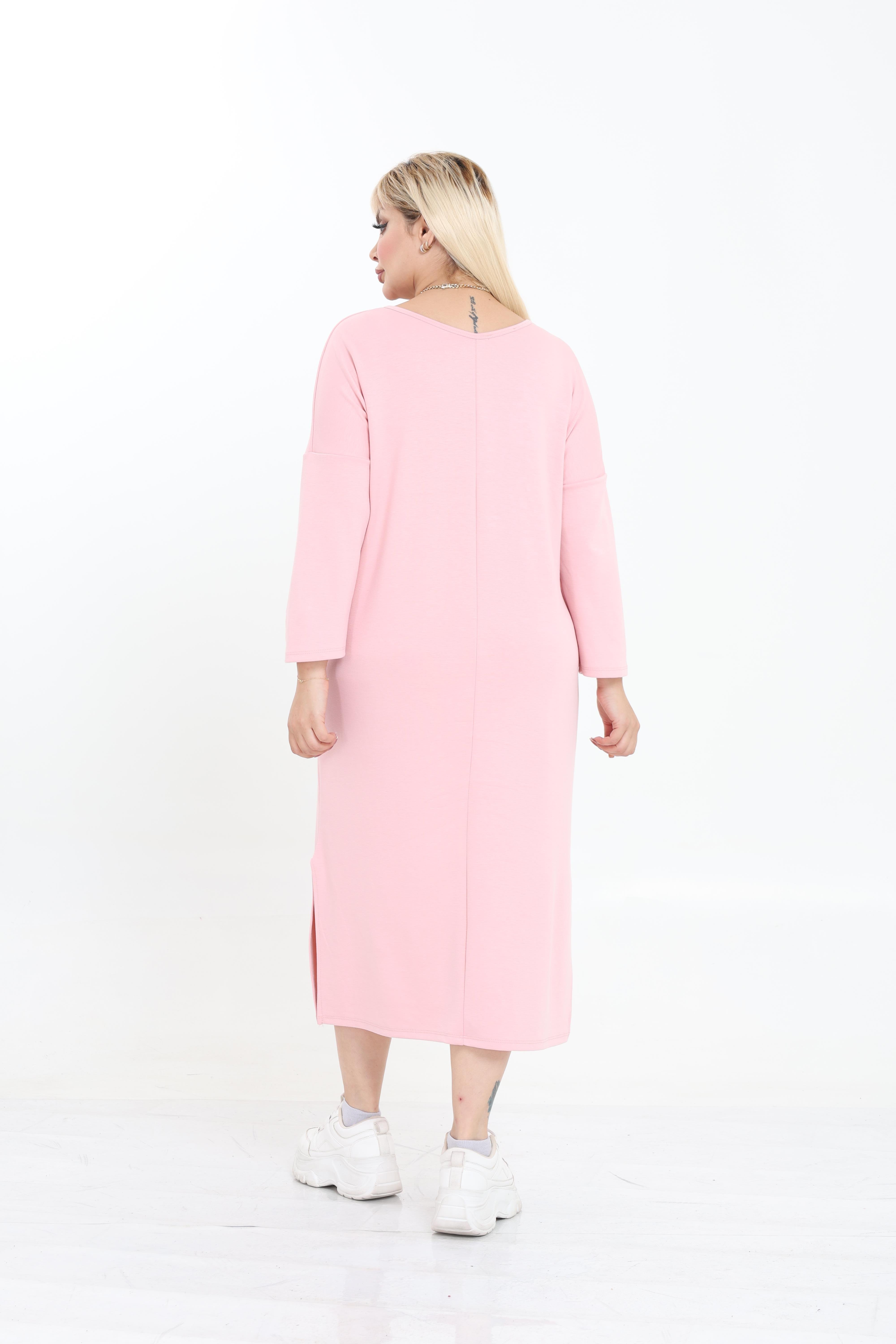 Modal Kumaş Rahat Kalıp V Yaka Basic Elbise