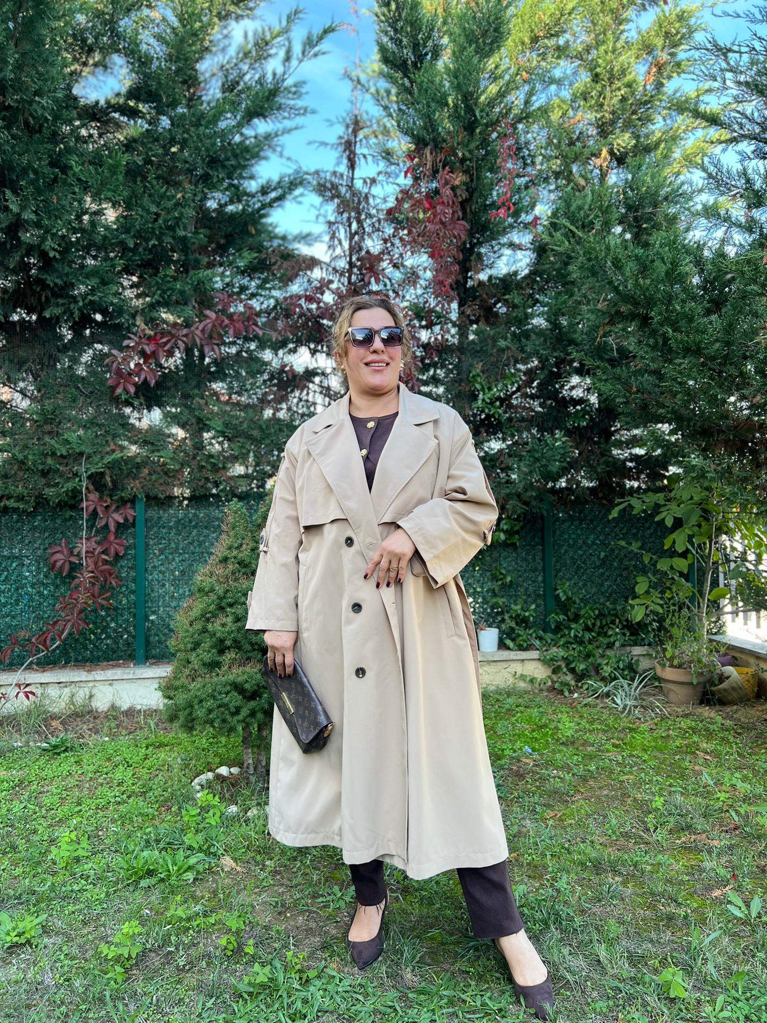 Oversize Rahat Kalıp Büyük Beden Astarlı Trençkot | Mjora Butik