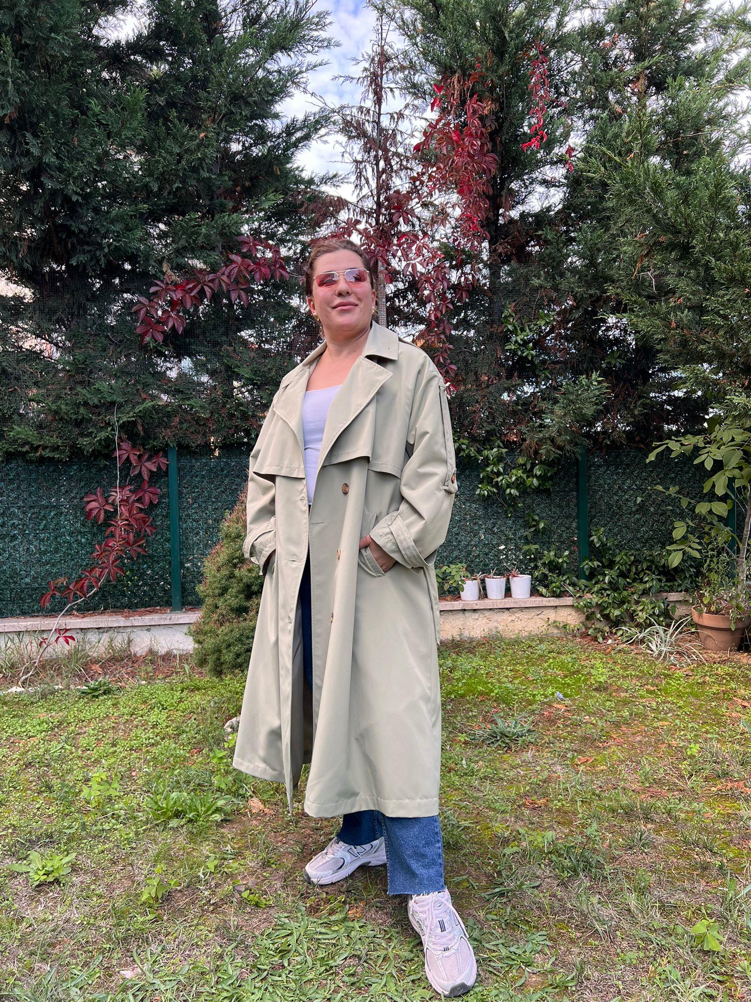 Oversize Rahat Kalıp Büyük Beden Astarlı Trençkot | Mjora Butik