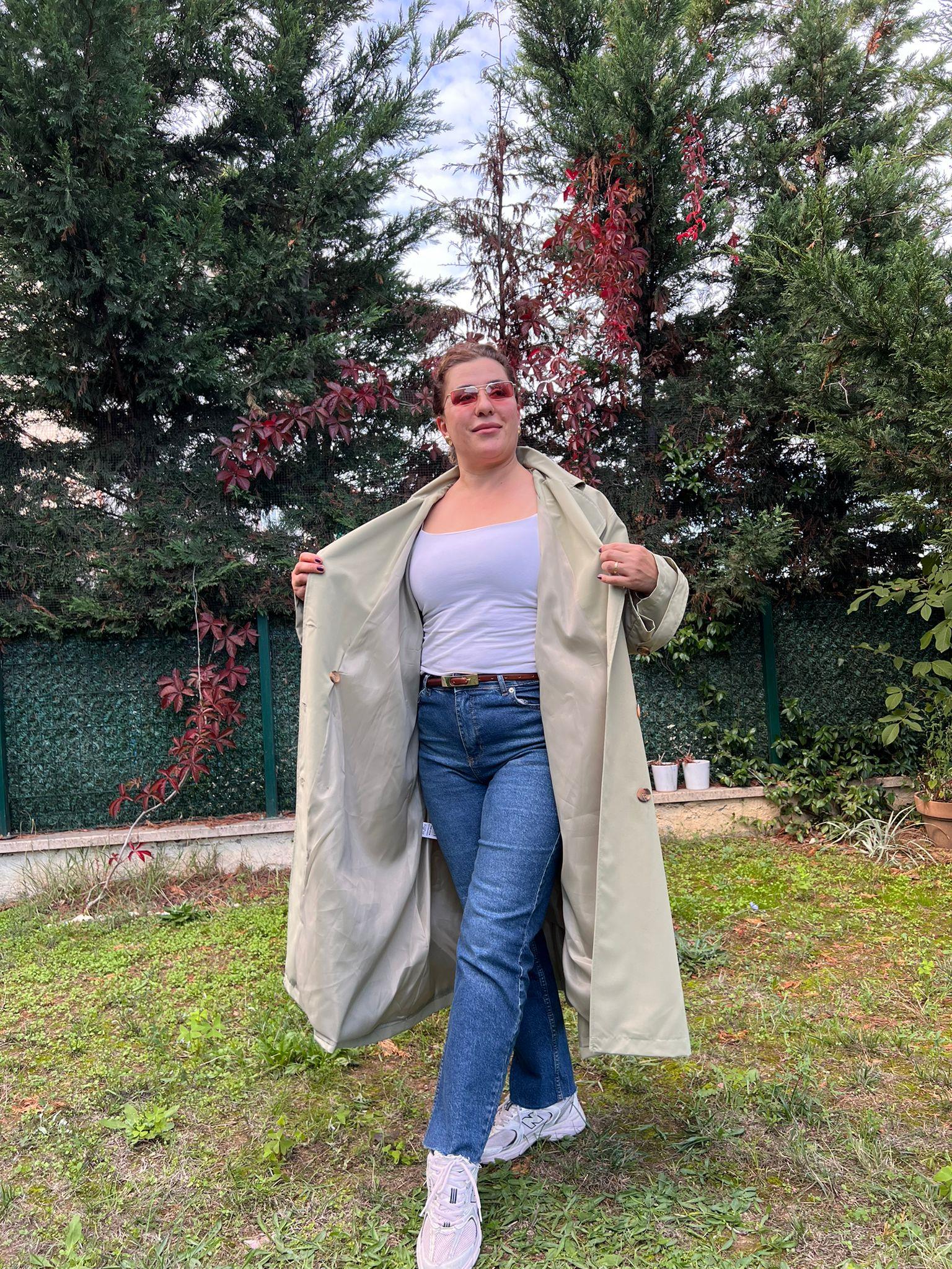 Oversize Rahat Kalıp Büyük Beden Astarlı Trençkot | Mjora Butik