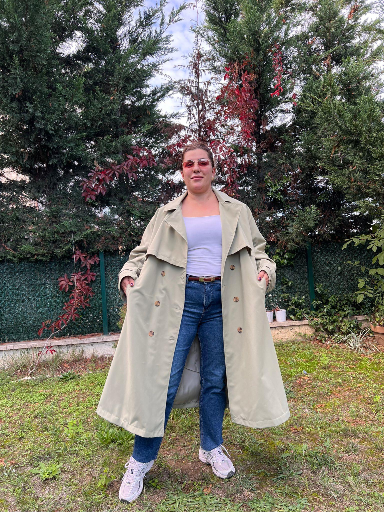 Oversize Rahat Kalıp Büyük Beden Astarlı Trençkot | Mjora Butik