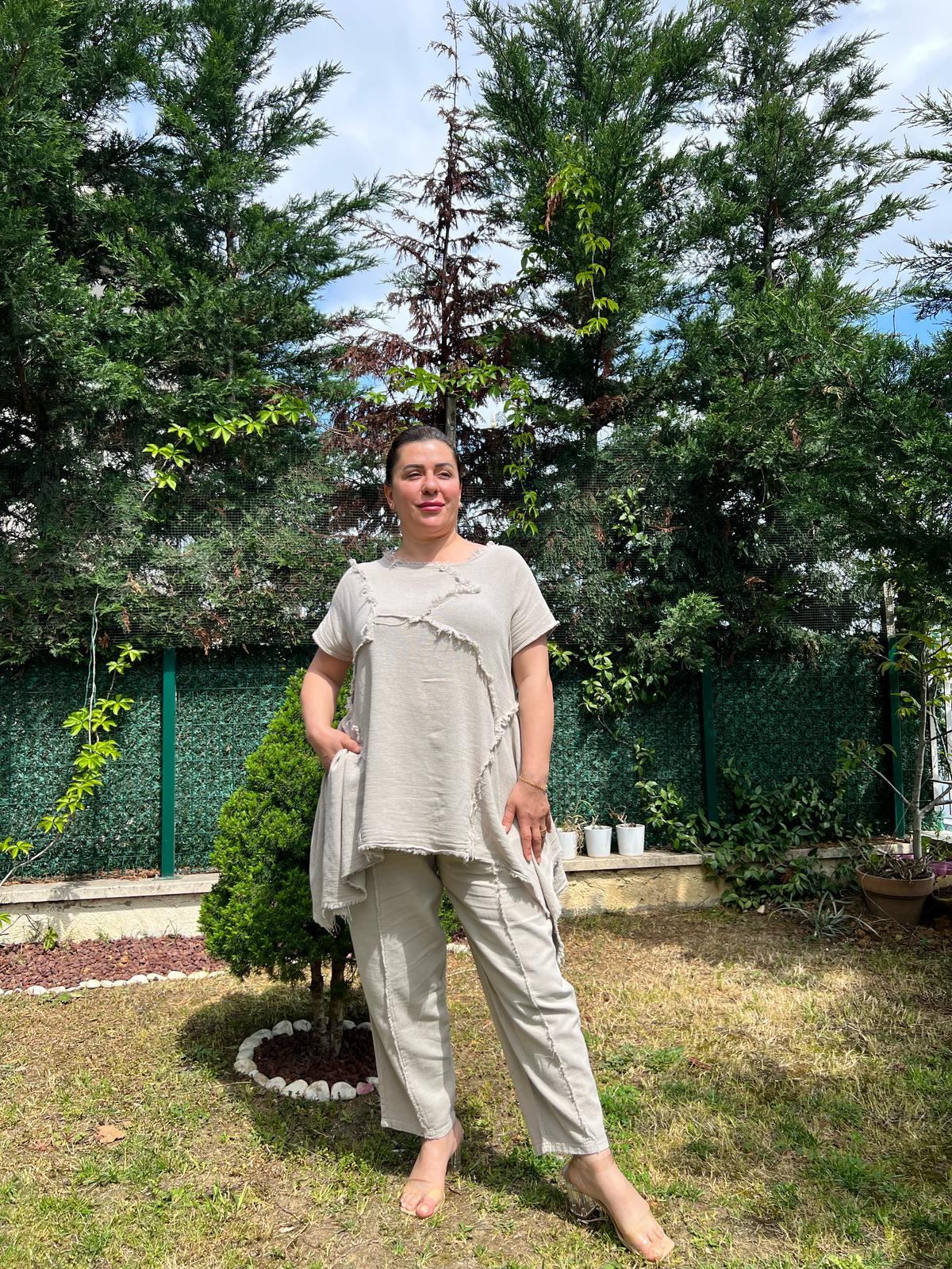 Pamuk Keten Otantik Tarz Alt & Üst Takım 