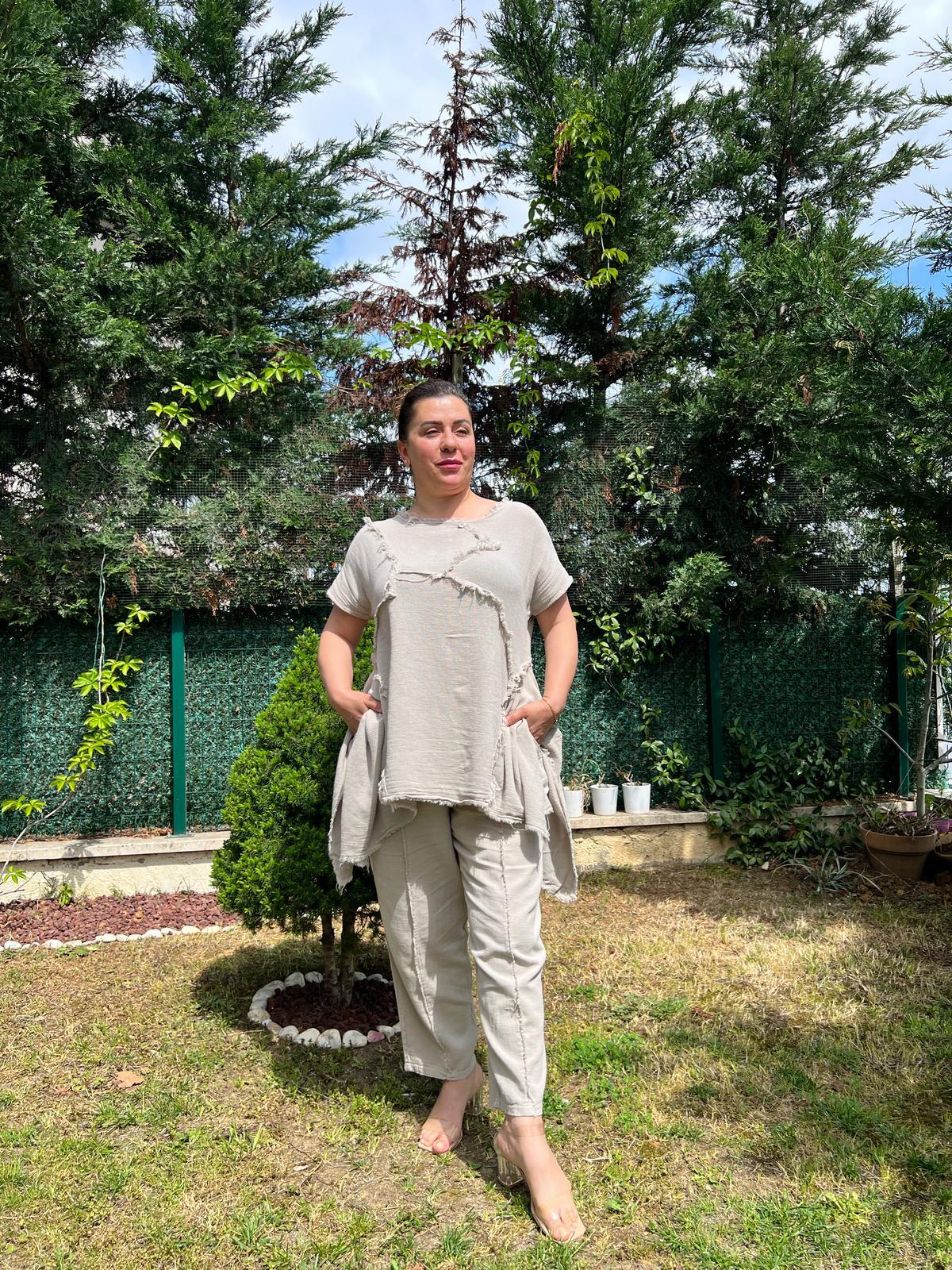 Pamuk Keten Otantik Tarz Alt & Üst Takım 