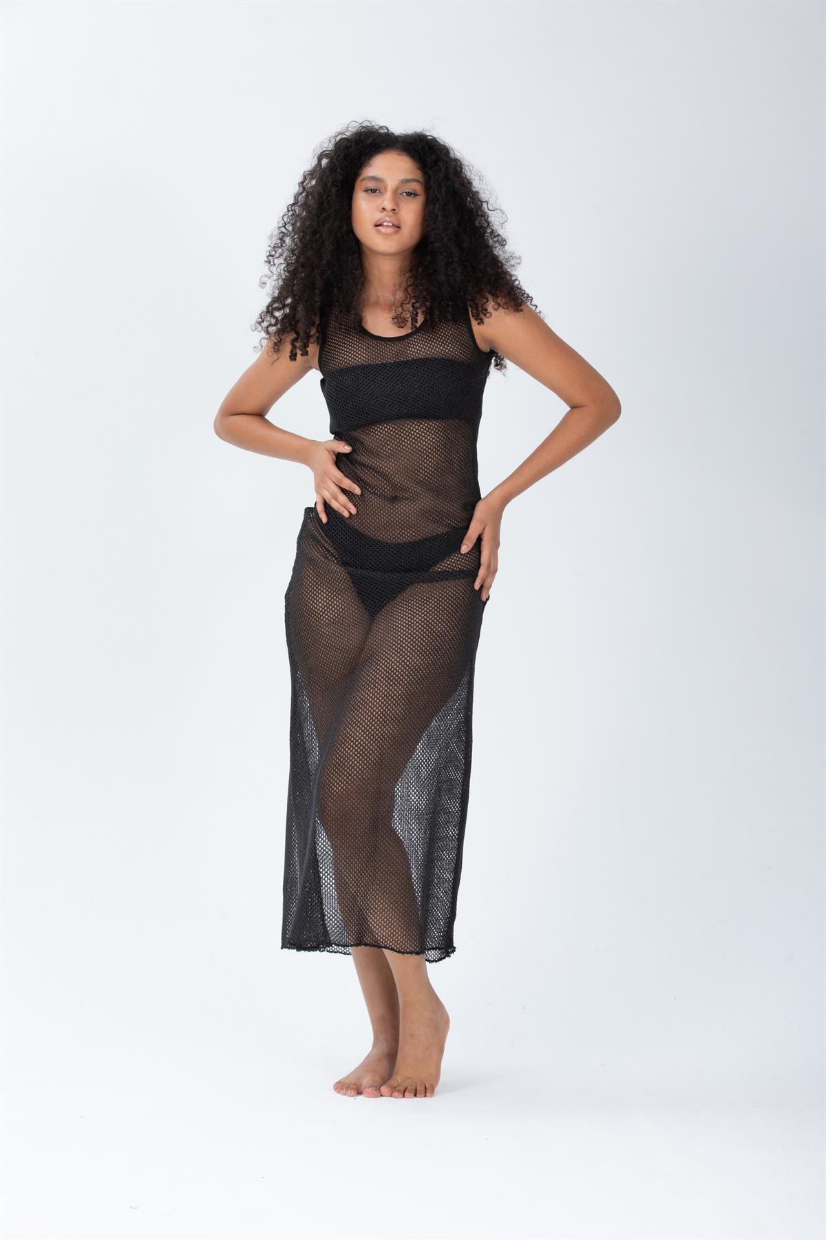 Parlak Görünümlü File Elbise