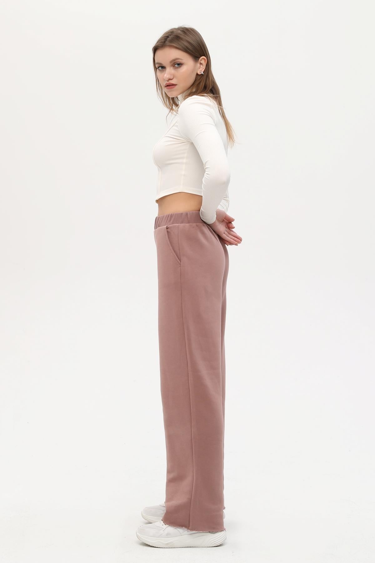 Pembe Düz Kesim Jogger Pantolon