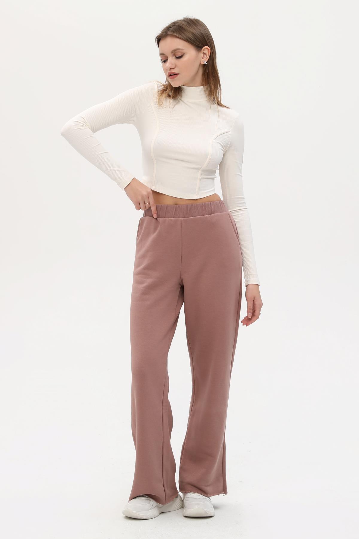 Pembe Düz Kesim Jogger Pantolon