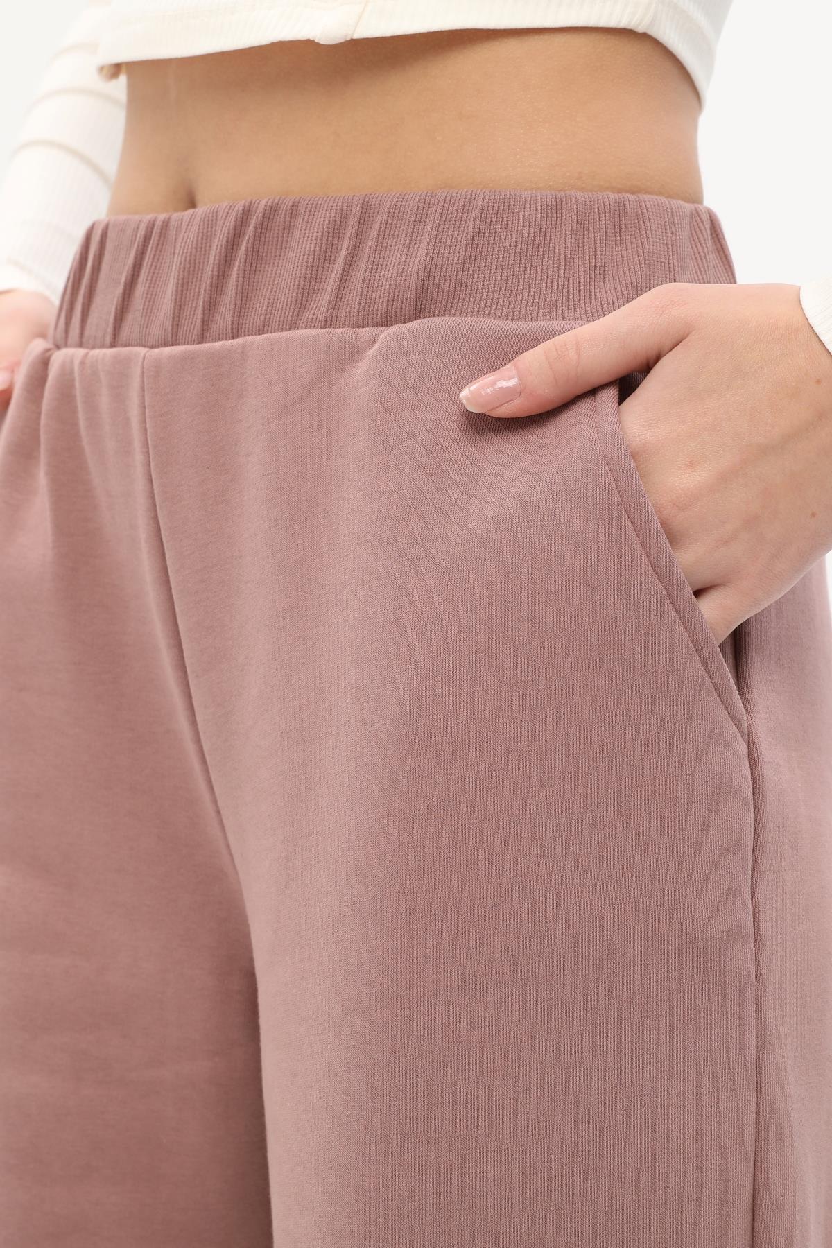 Pembe Düz Kesim Jogger Pantolon