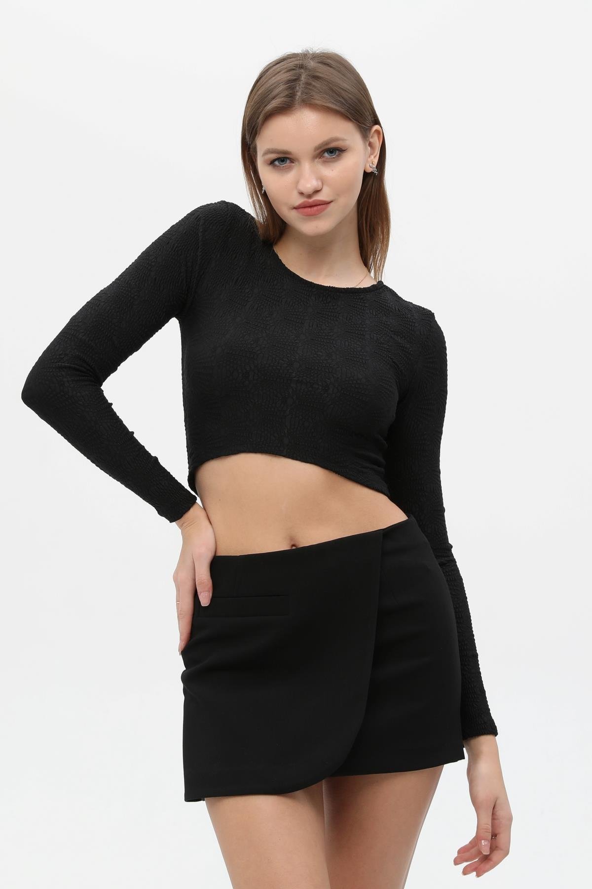 Siyah Anvelop Mini Etek