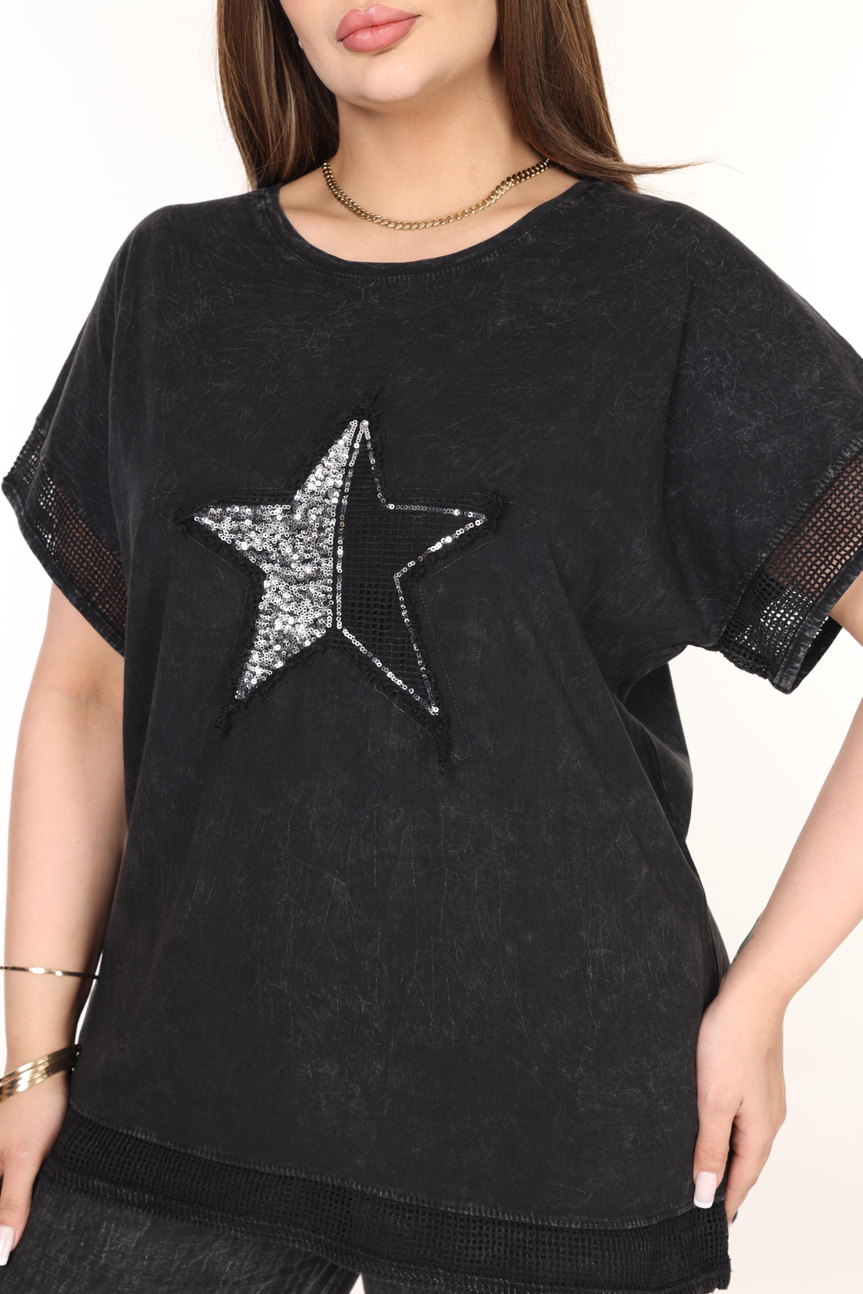 Siyah  Taş Baskılı %pamuk Yıkamalı Kumaş Takım