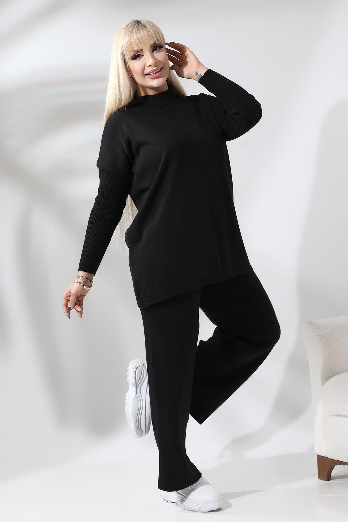 Siyah Triko Alt-Üst Büyük Beden Takım