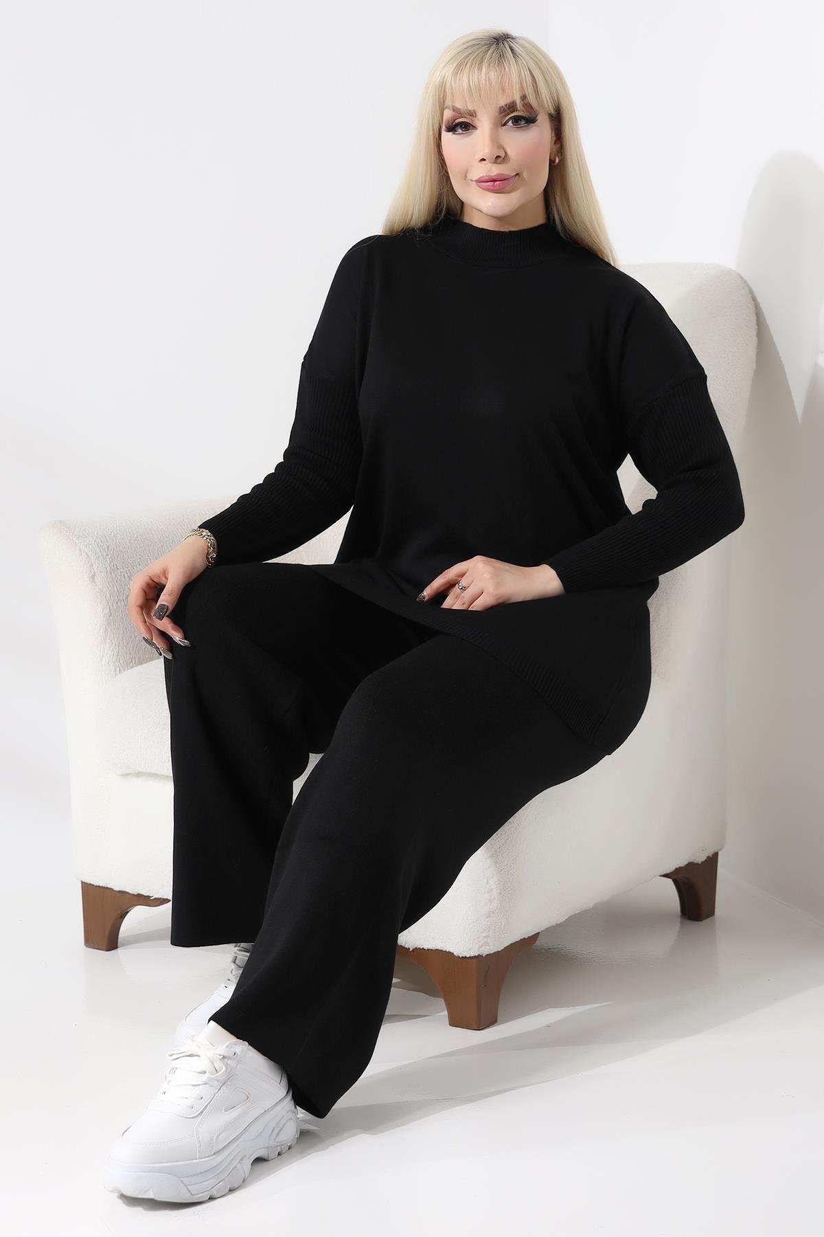 Siyah Triko Alt-Üst Büyük Beden Takım