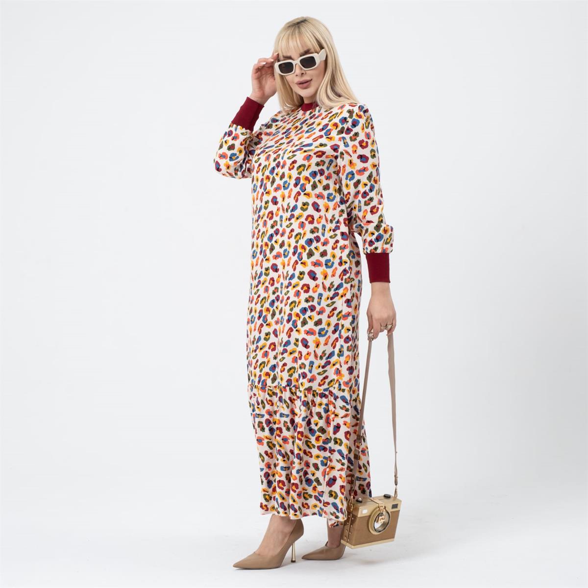 Tam Boy Tesettür Manşetli Büyük Beden Elbise