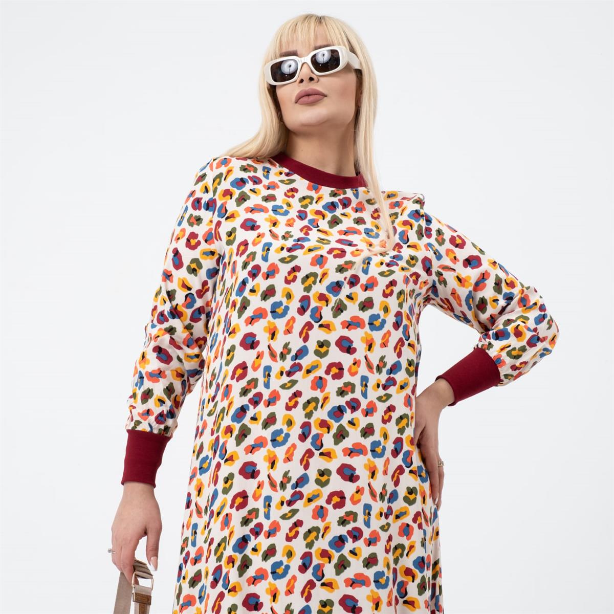 Tam Boy Tesettür Manşetli Büyük Beden Elbise